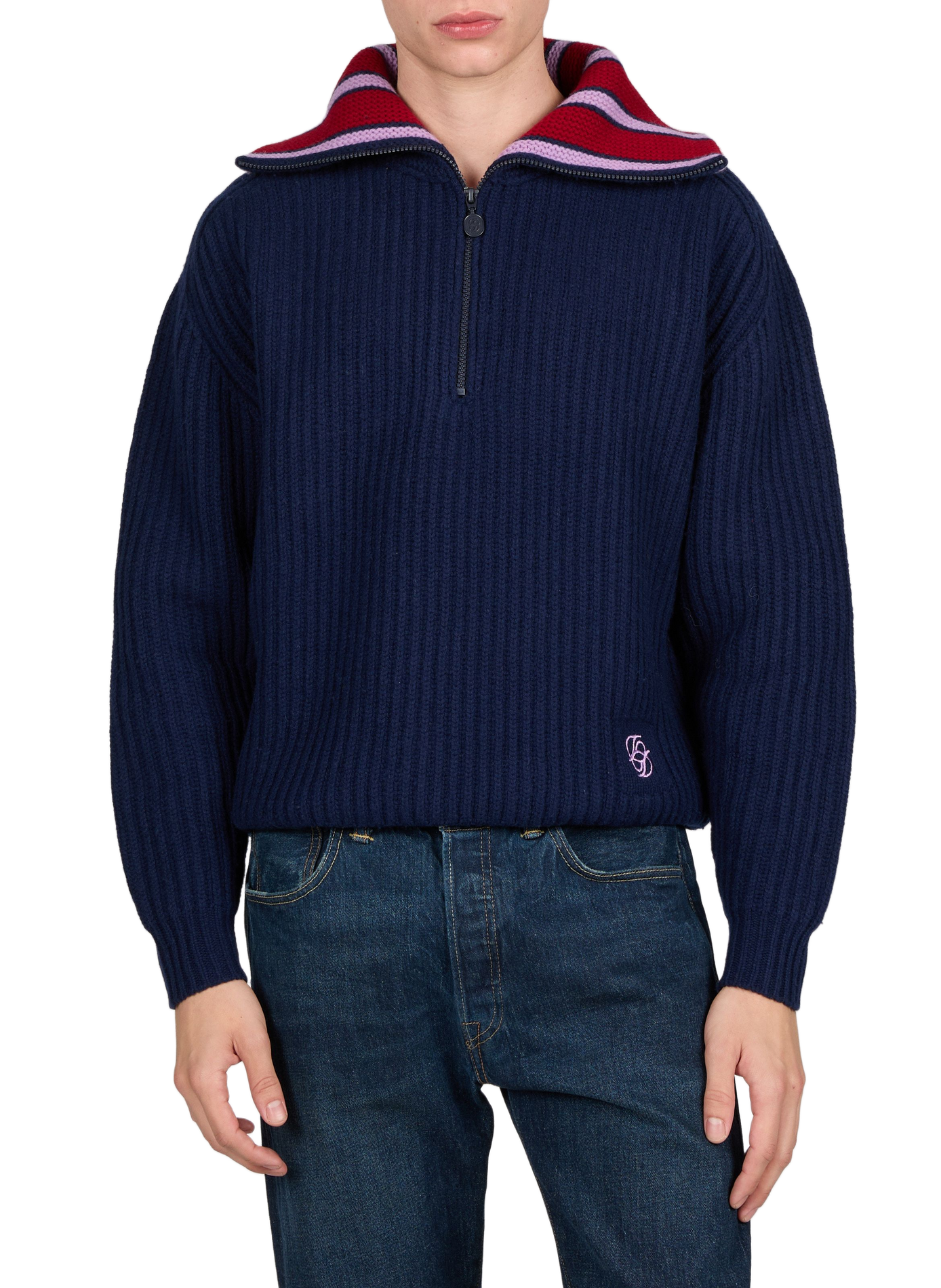 Half-zip wool jumper DROLE DE MONSIEUR Blue