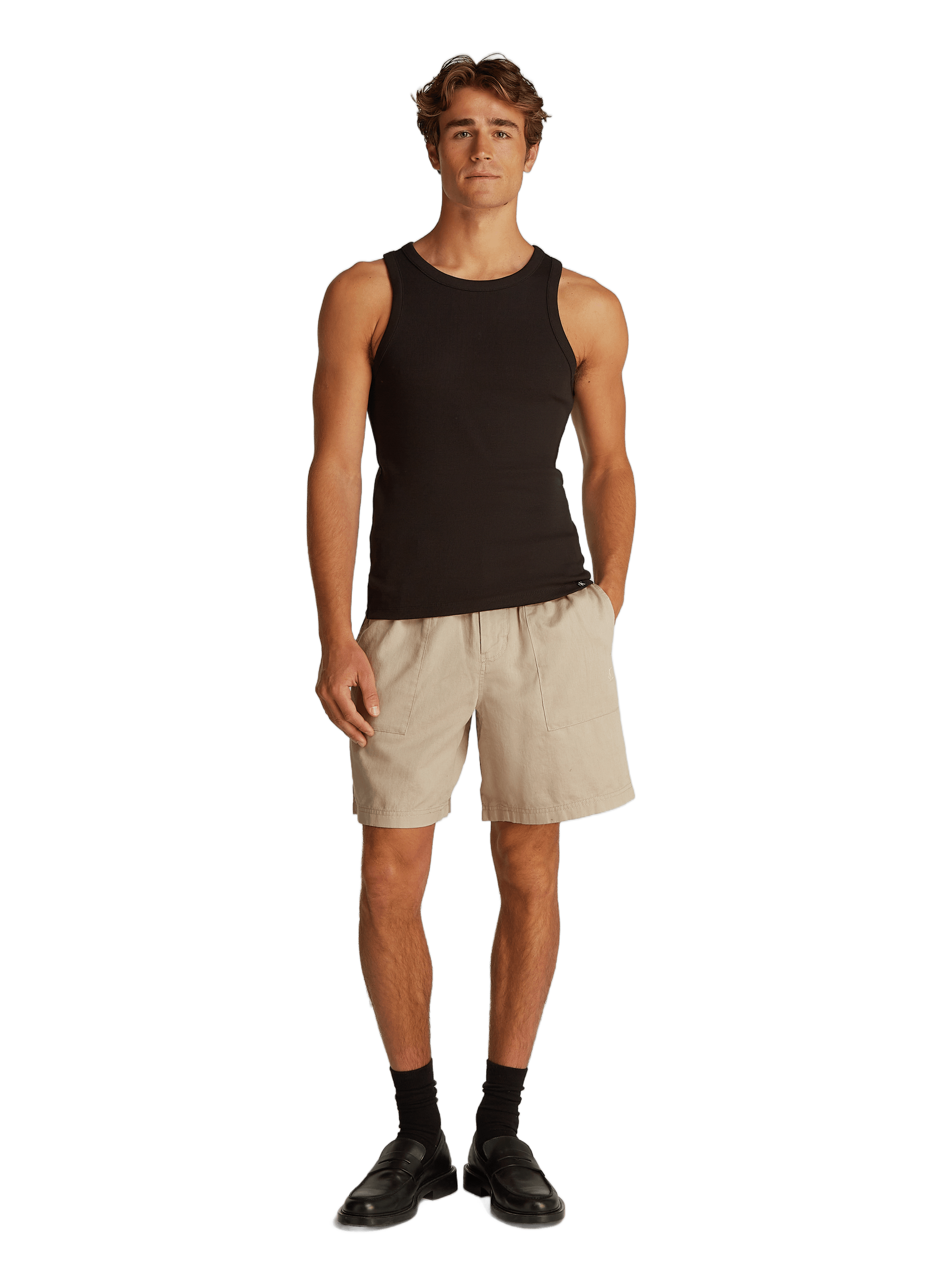 Cotton and linen shorts Beige