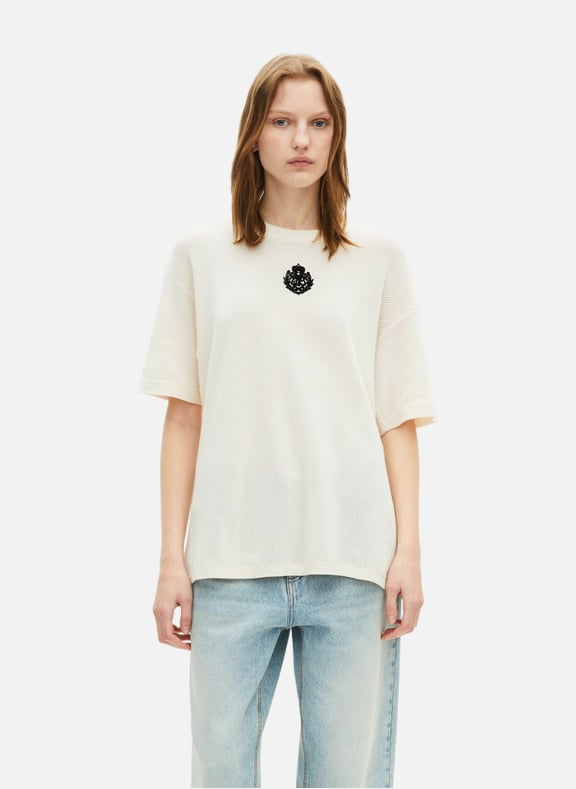 T-shirt nid d'abeille coupe oversize Beige by THE KOOPLES THE KOOPLES T-shirt nid d'abeille coupe oversize Beige