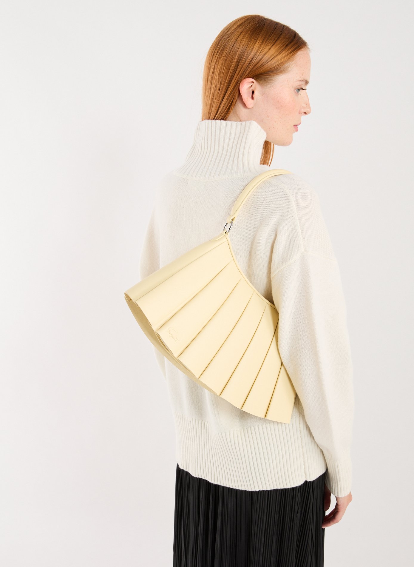 Sac moyen Lenglen plissé en cuir LACOSTE Beige