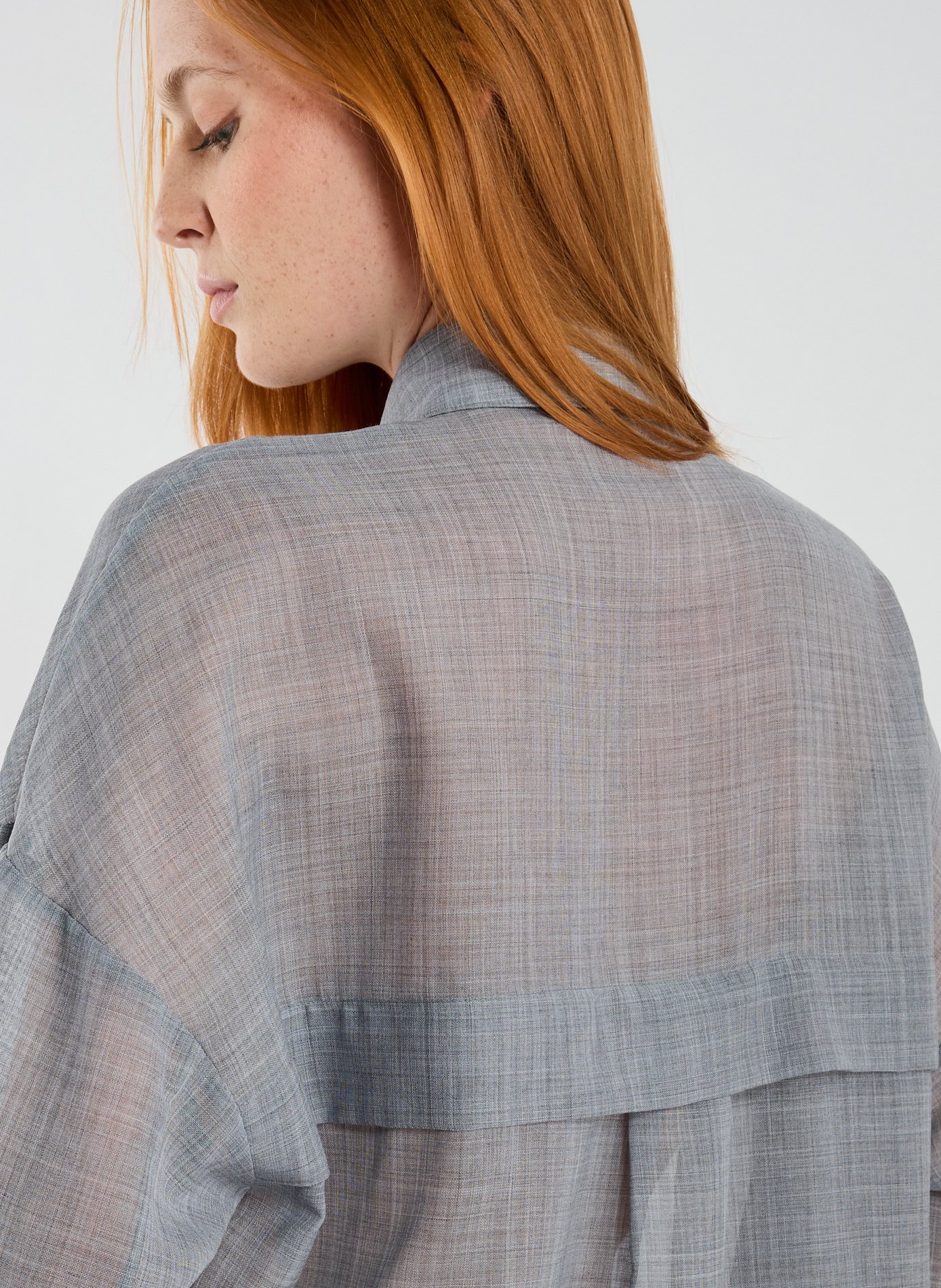 Oversized sheer shirt in blended wool Grey