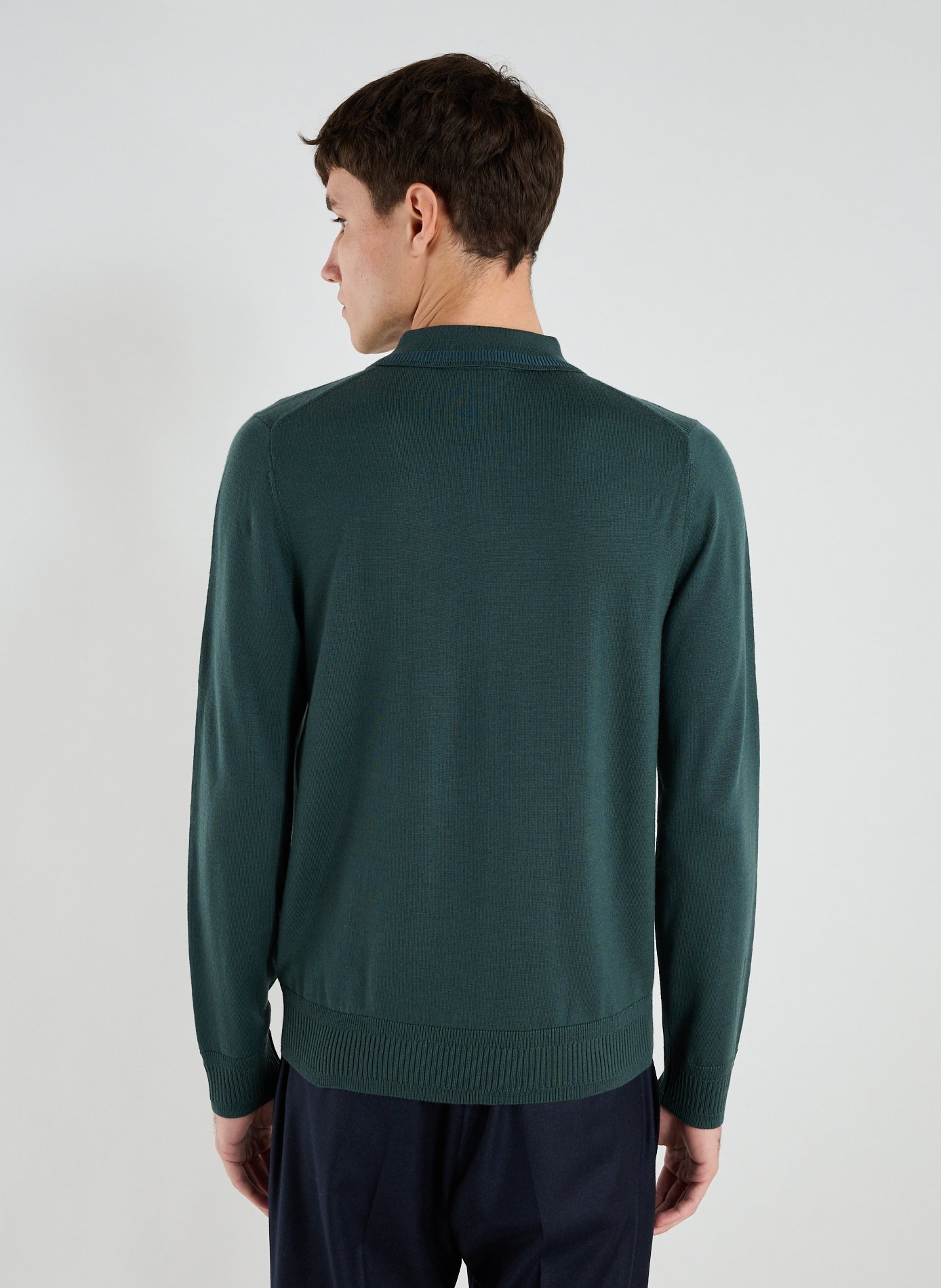 Pull col polo en laine mérinos PAUL SMITH Bleu