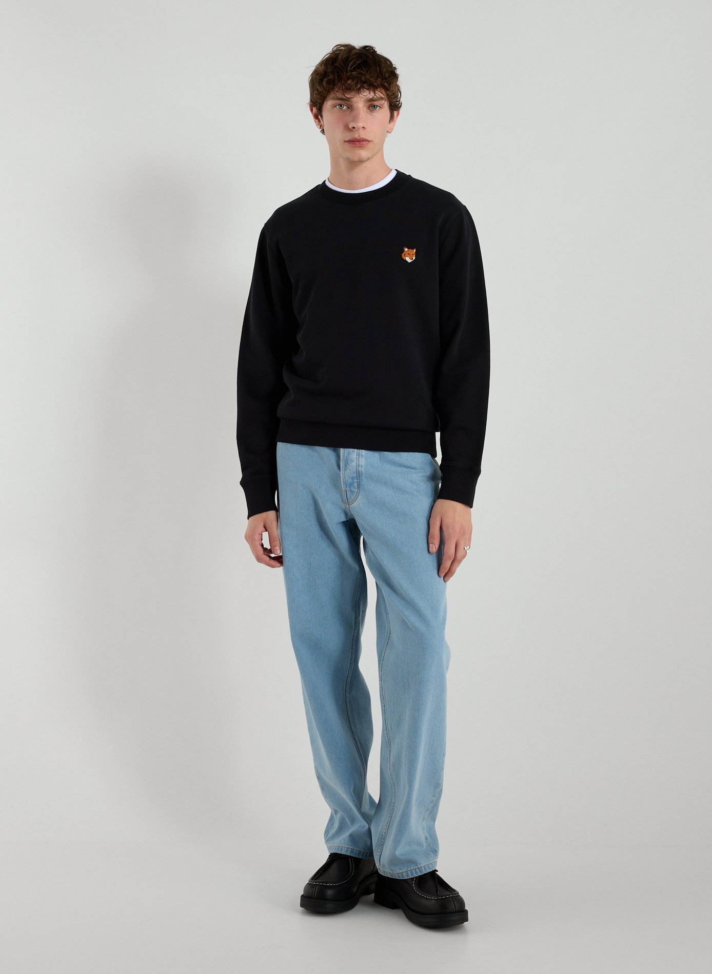 Sweat col rond en coton MAISON KITSUNÉ Noir