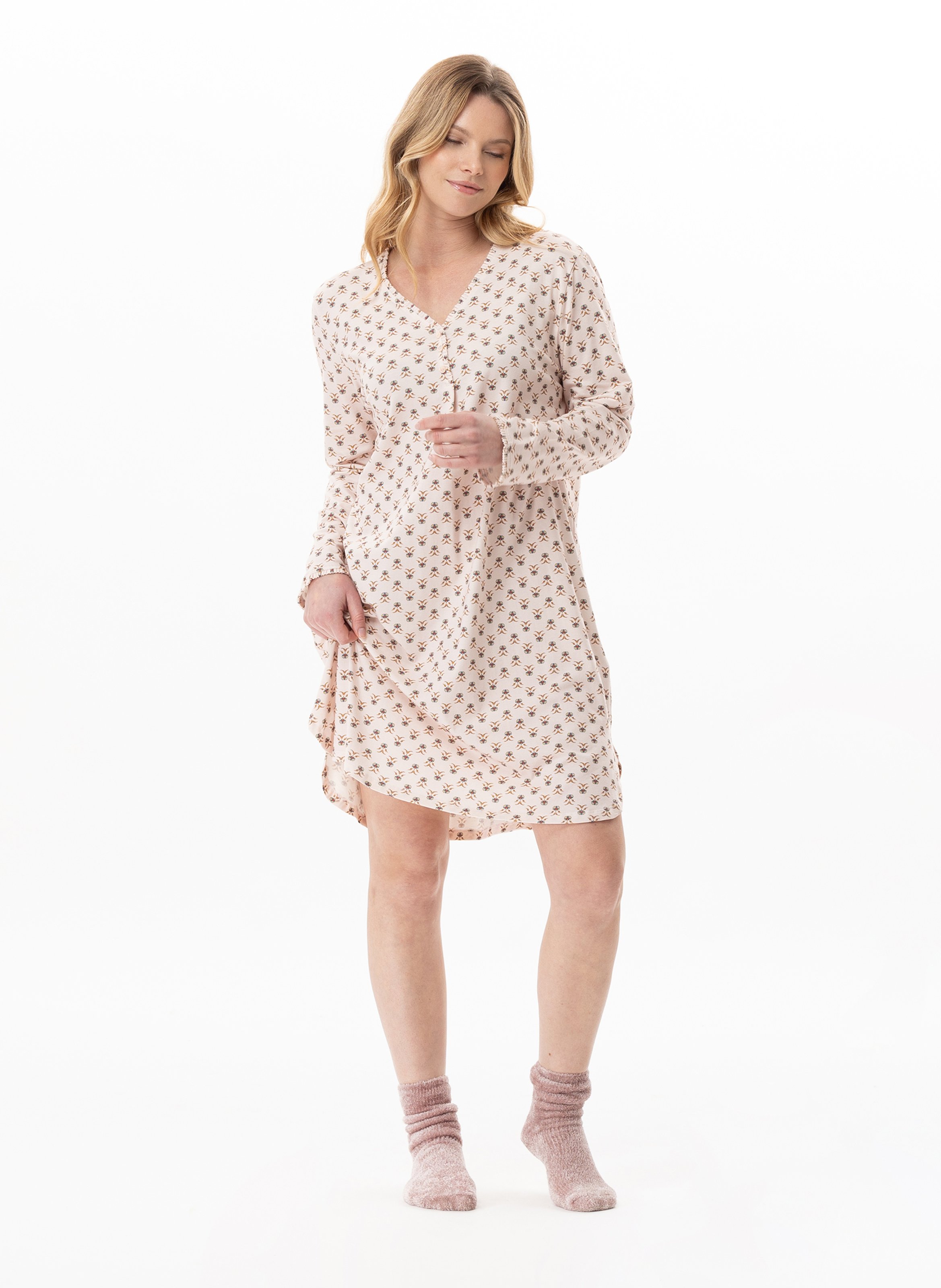 Chemise de nuit en coton modal tea time 101 LE CHAT Multicolore