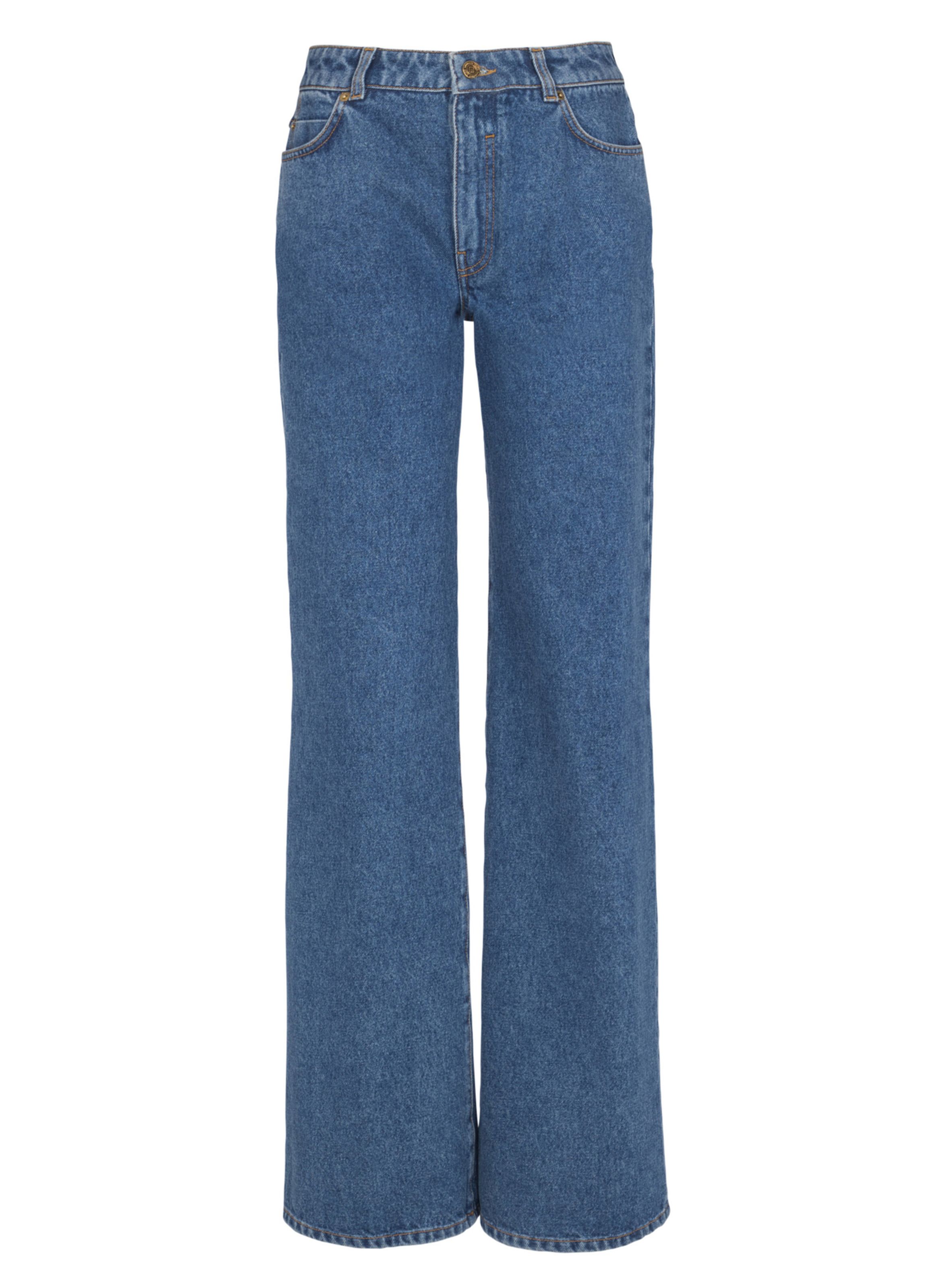 Pantalon en denim droit BALMAIN Bleu