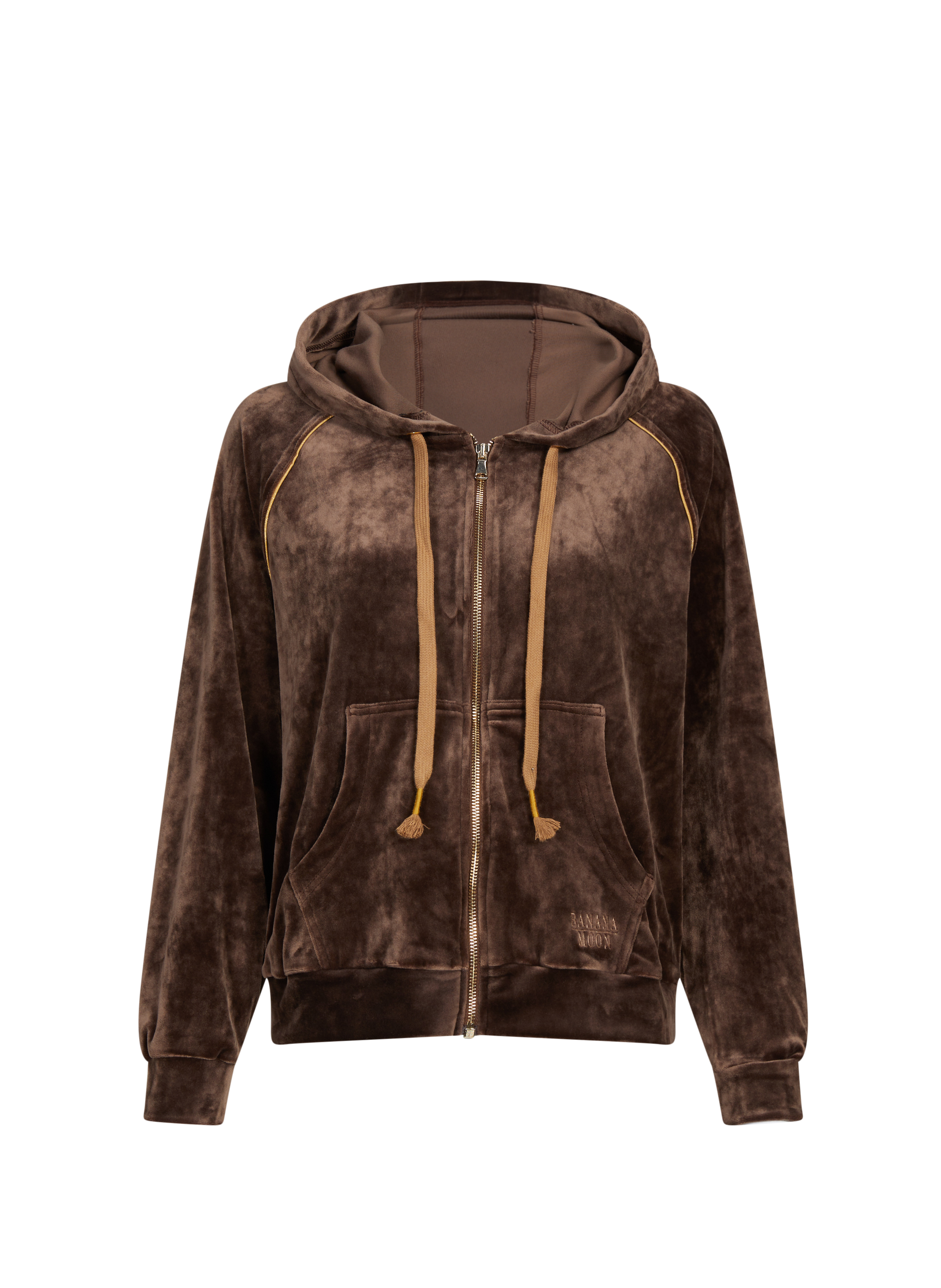 BANANA MOON Gilet à capuche en velours Marron