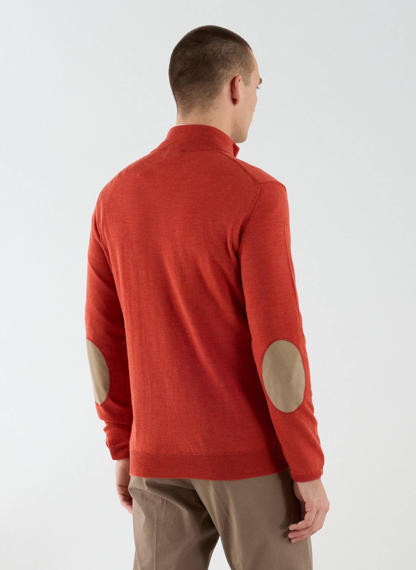 Pull col zippé en laine mérinos FACONNABLE Marron