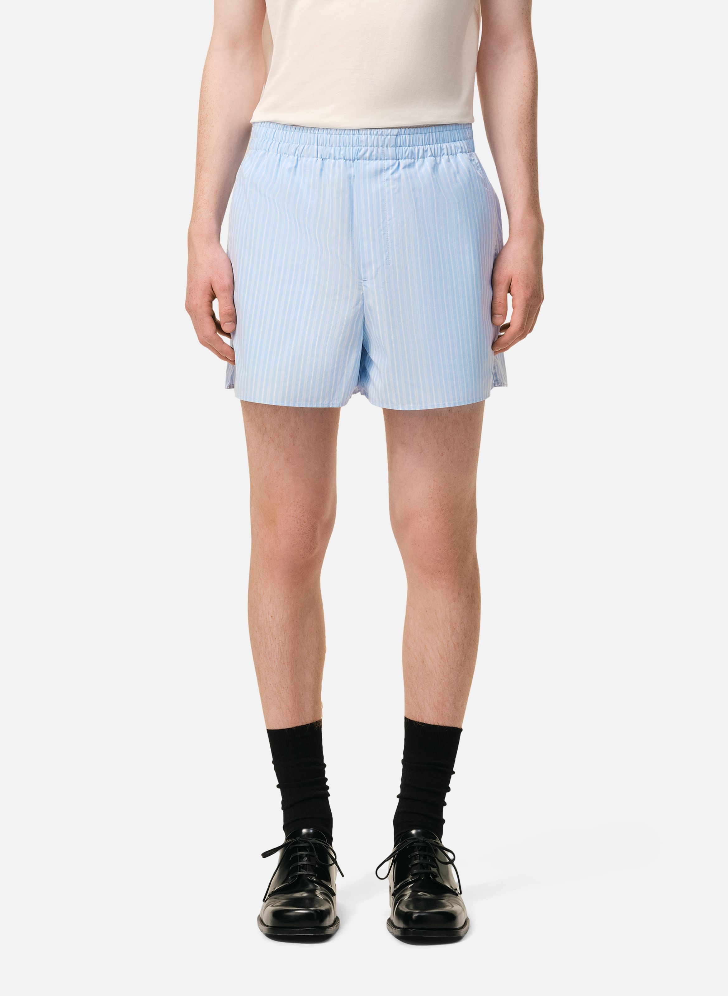 Short court elastiqué unisexe en coton AMI PARIS Bleu