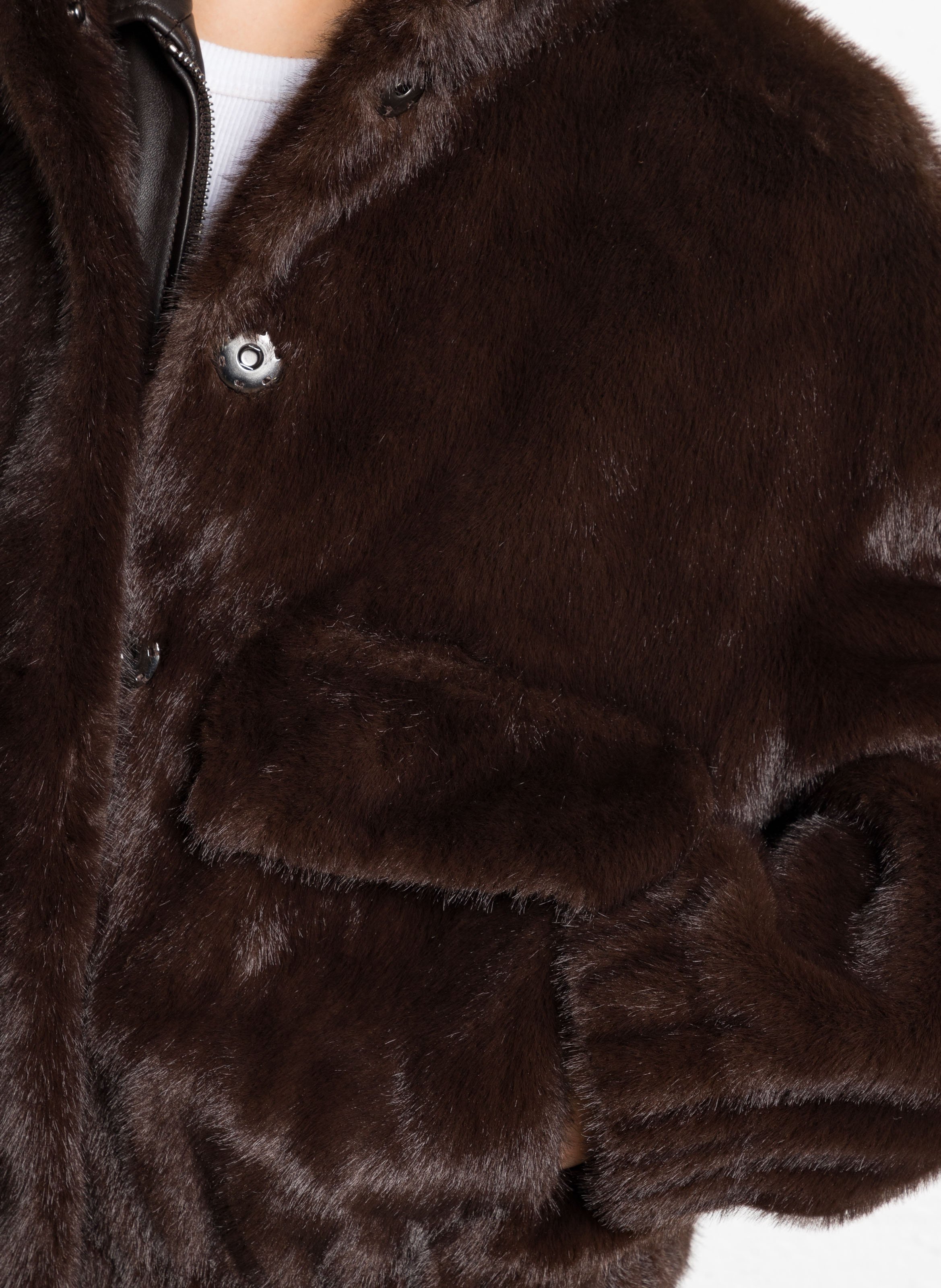 Veste ample col montant en fourrure synthétique paros BA&SH Marron