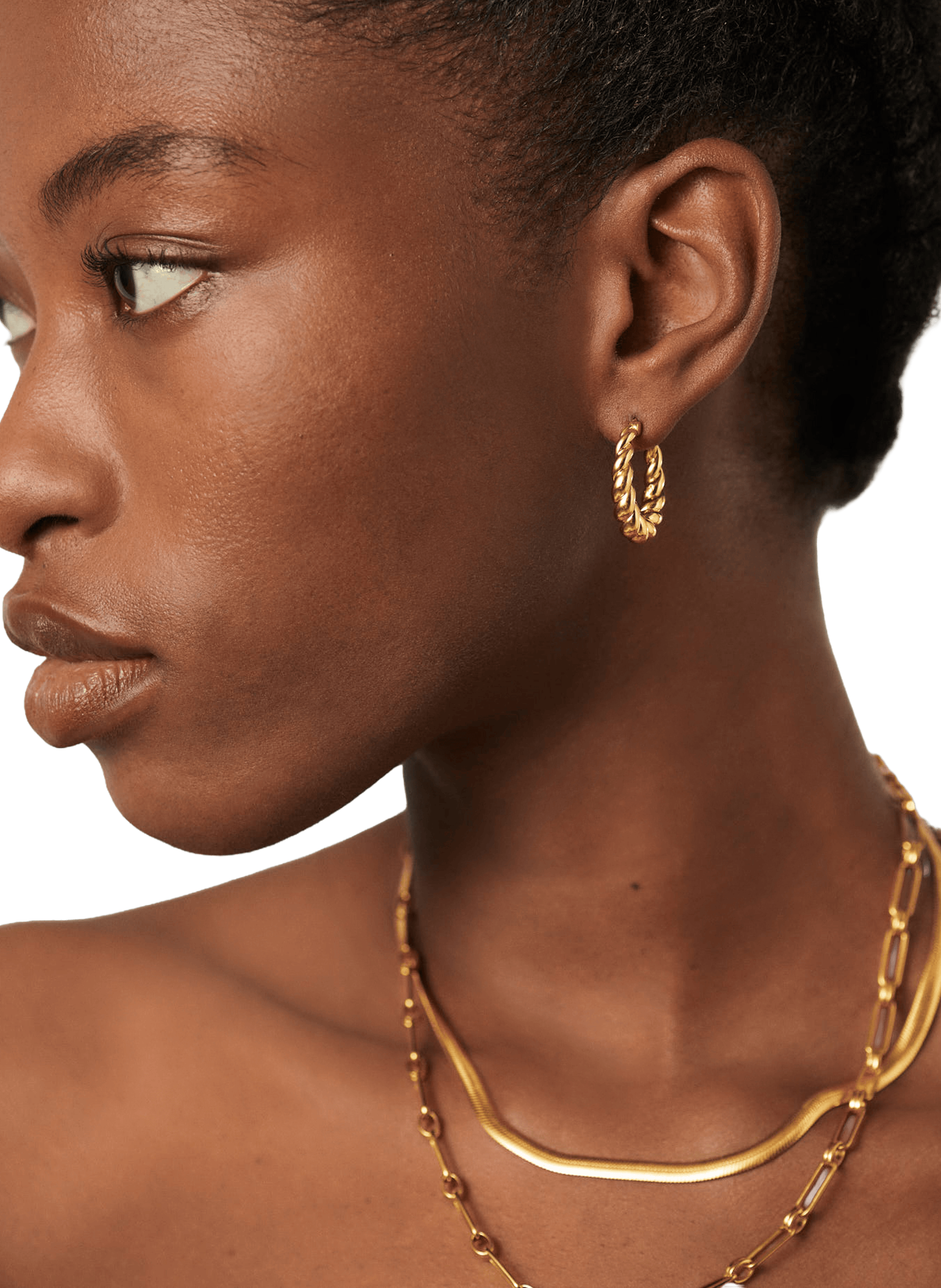 Twisted brass and gold-plated hoop earrings MISSOMA Golden