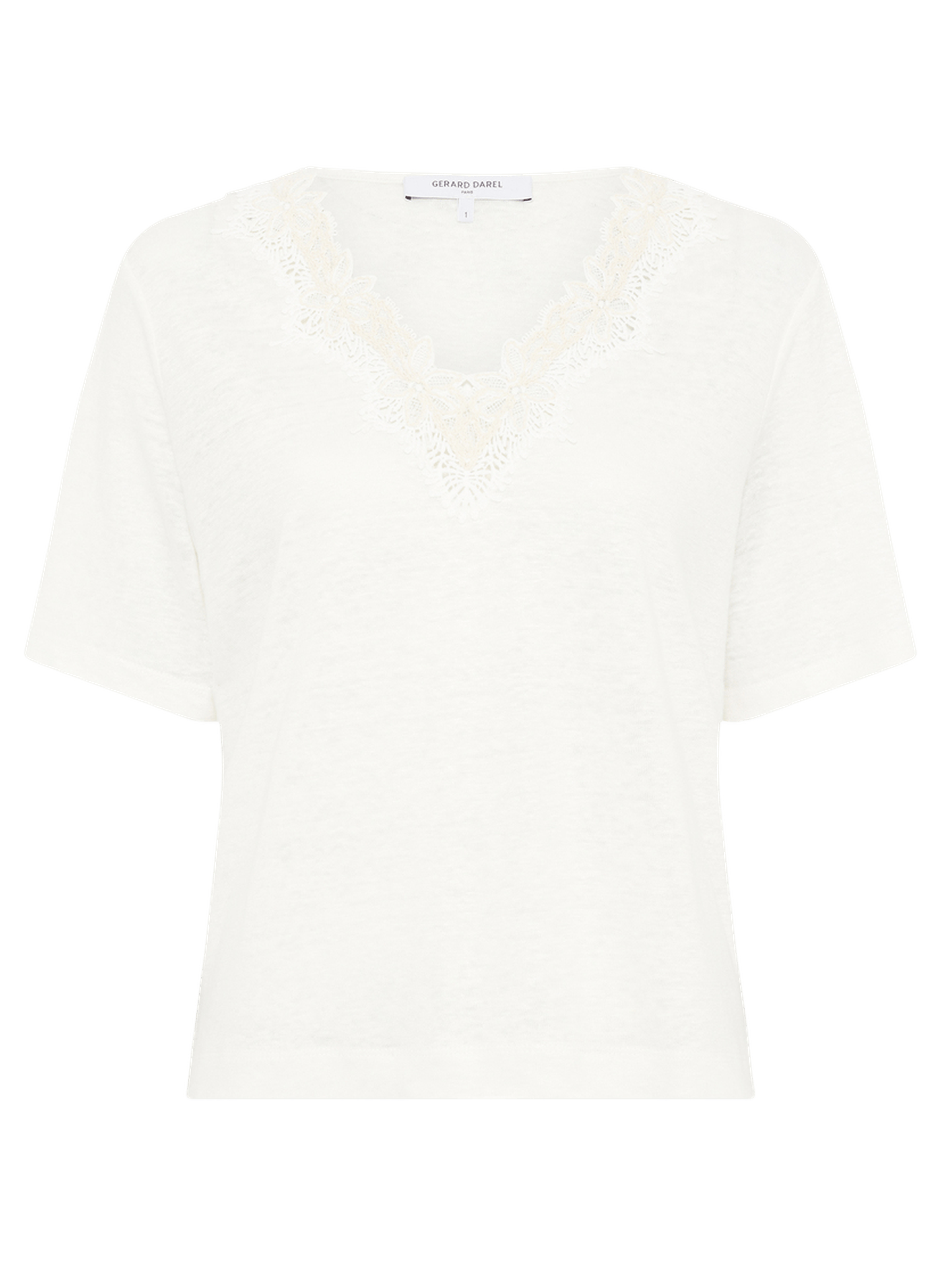 T-shirt en lin à broderies - maevanelle GERARD DAREL Beige
