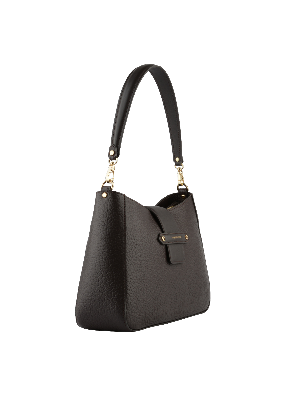 Fleuves | Sac porté épaule GM en cuir de vachette POURCHET Marron