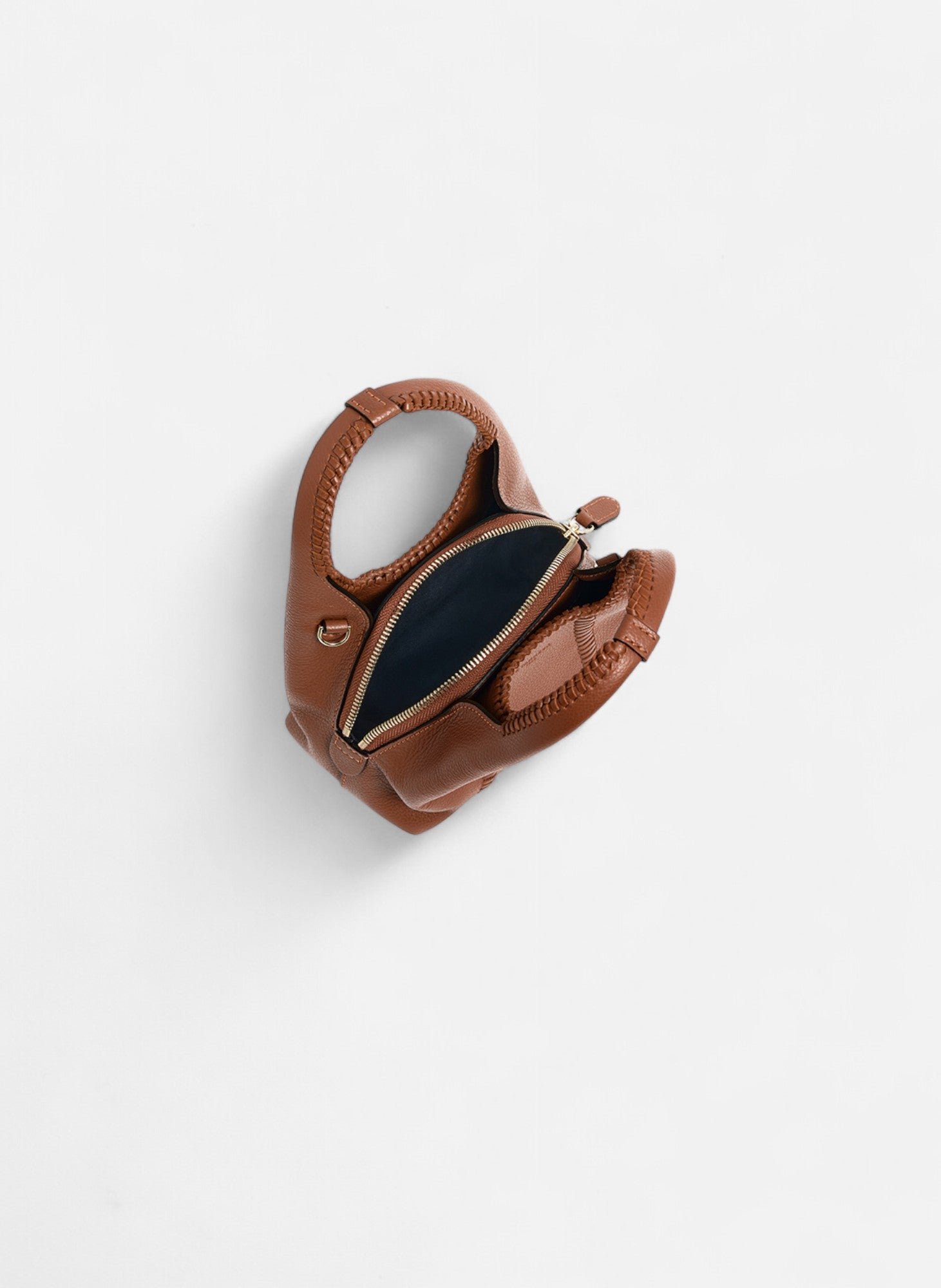 Mini sac à main juliette en cuir grainé avec surpiqûres LE TANNEUR Marron