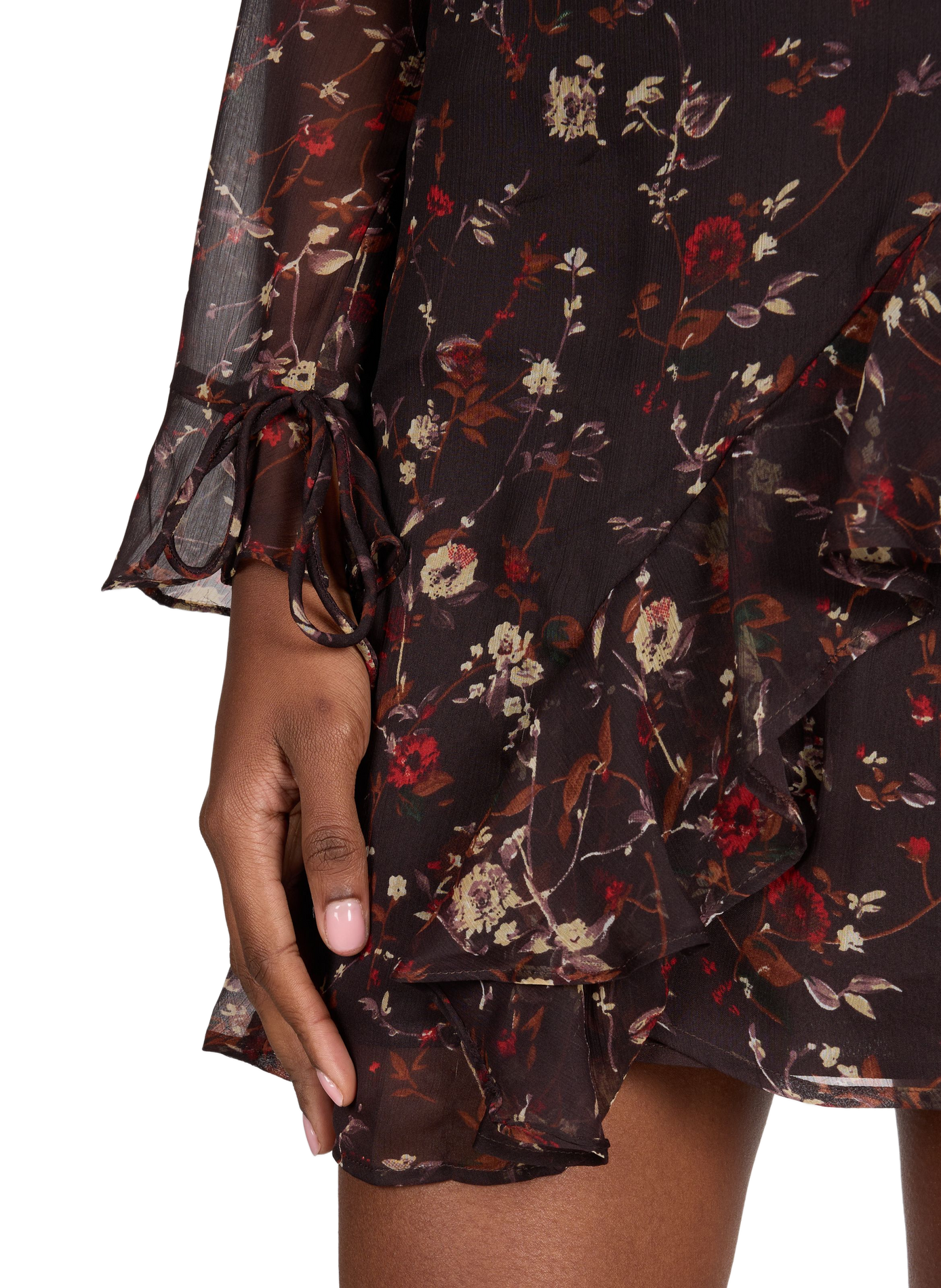 Short printed dress with ruffles Tsflora TOPSHOP Black