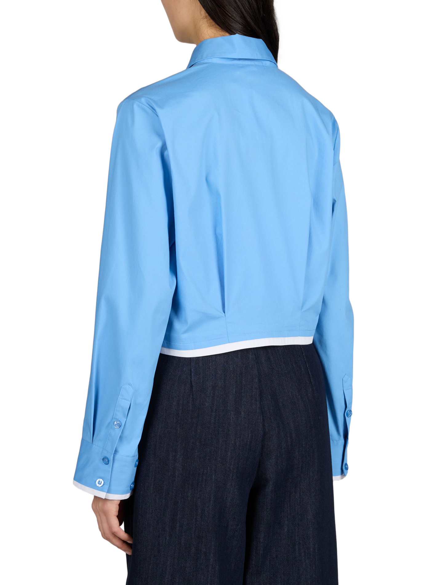 Chemise courte à col classique en coton mélangé GESTUZ Bleu