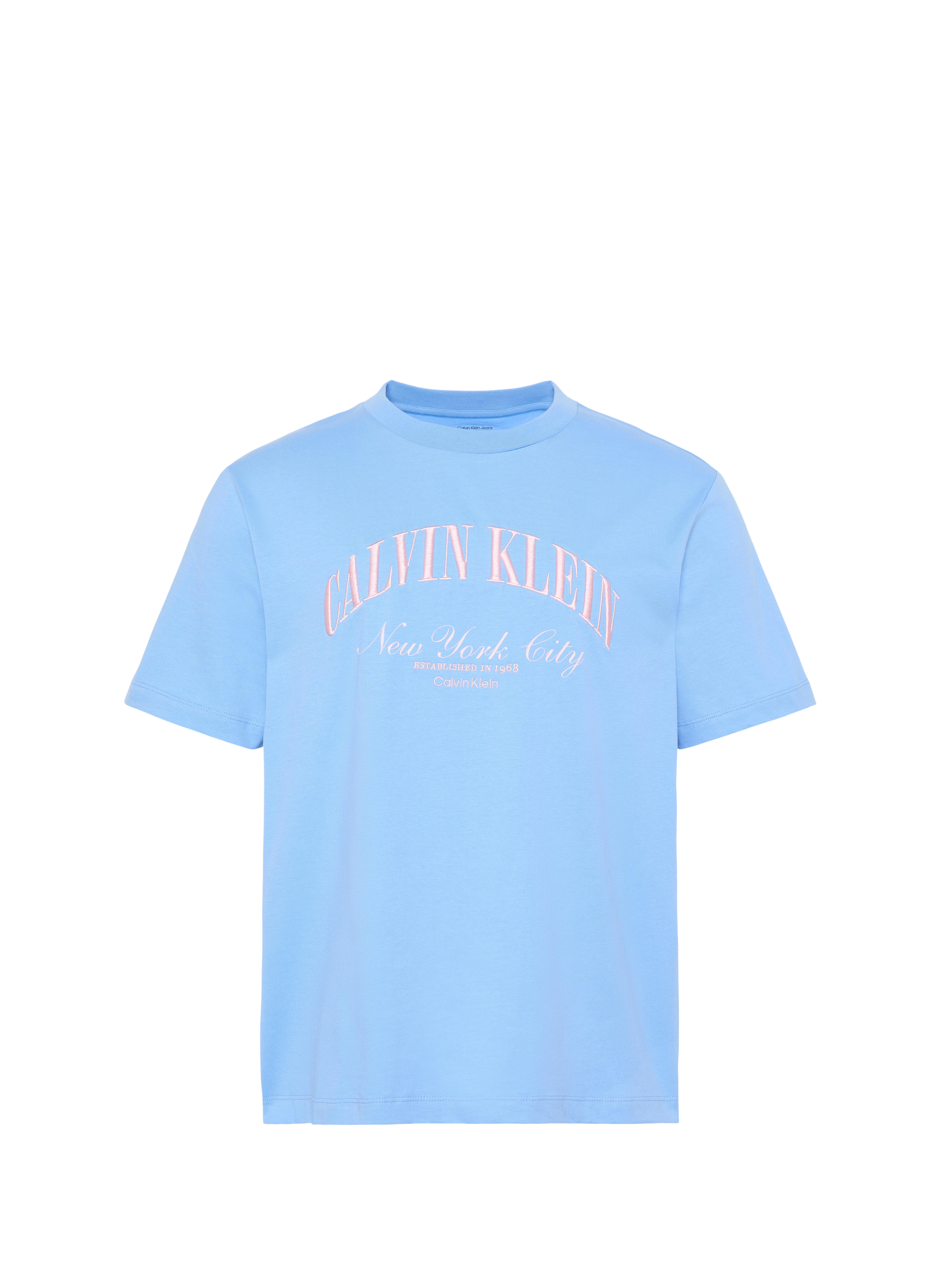 Straight logo cotton t-shirt CALVIN KLEIN Blue