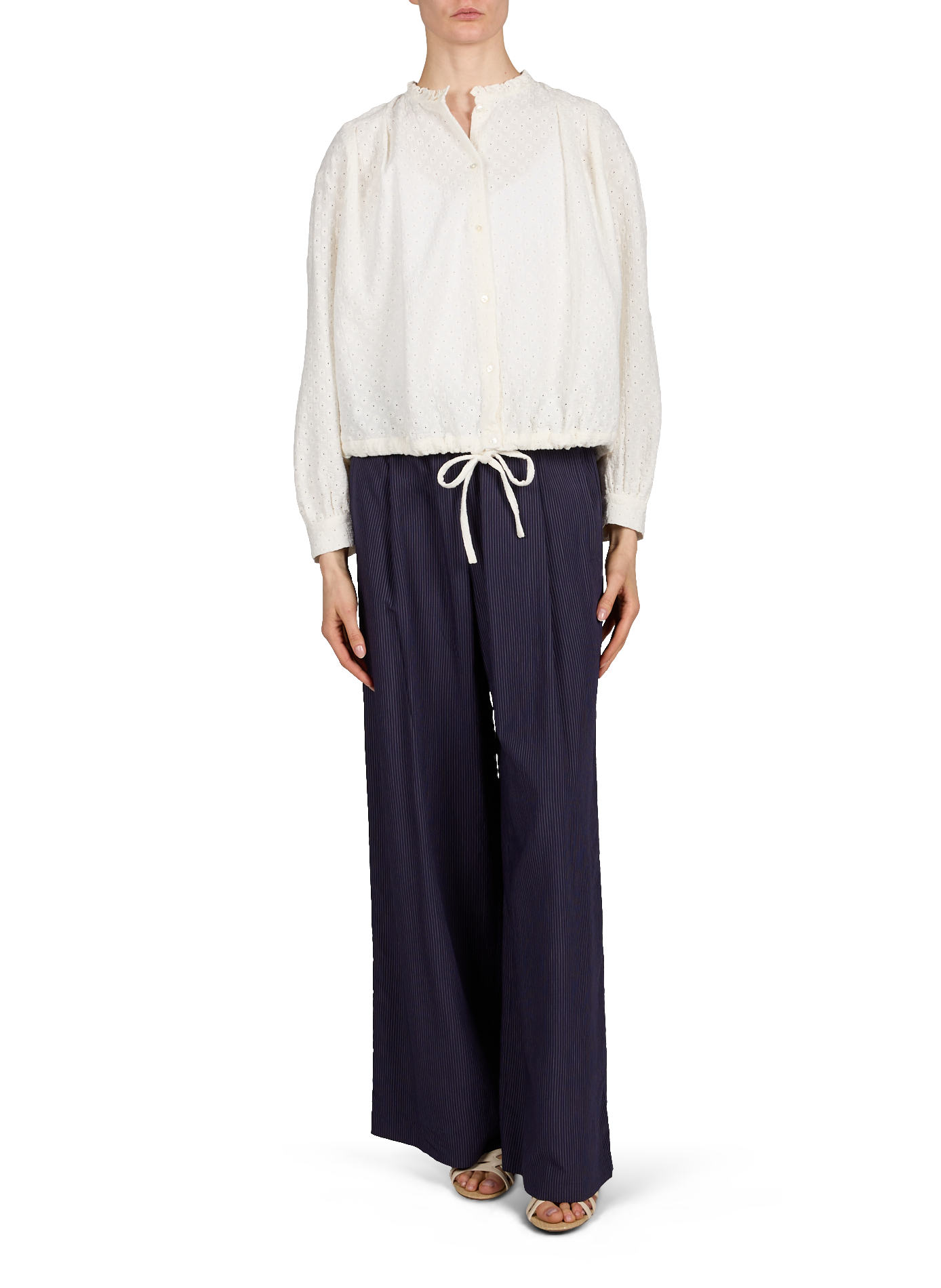 Buttoned blouse with English embroidery BELLEROSE Beige