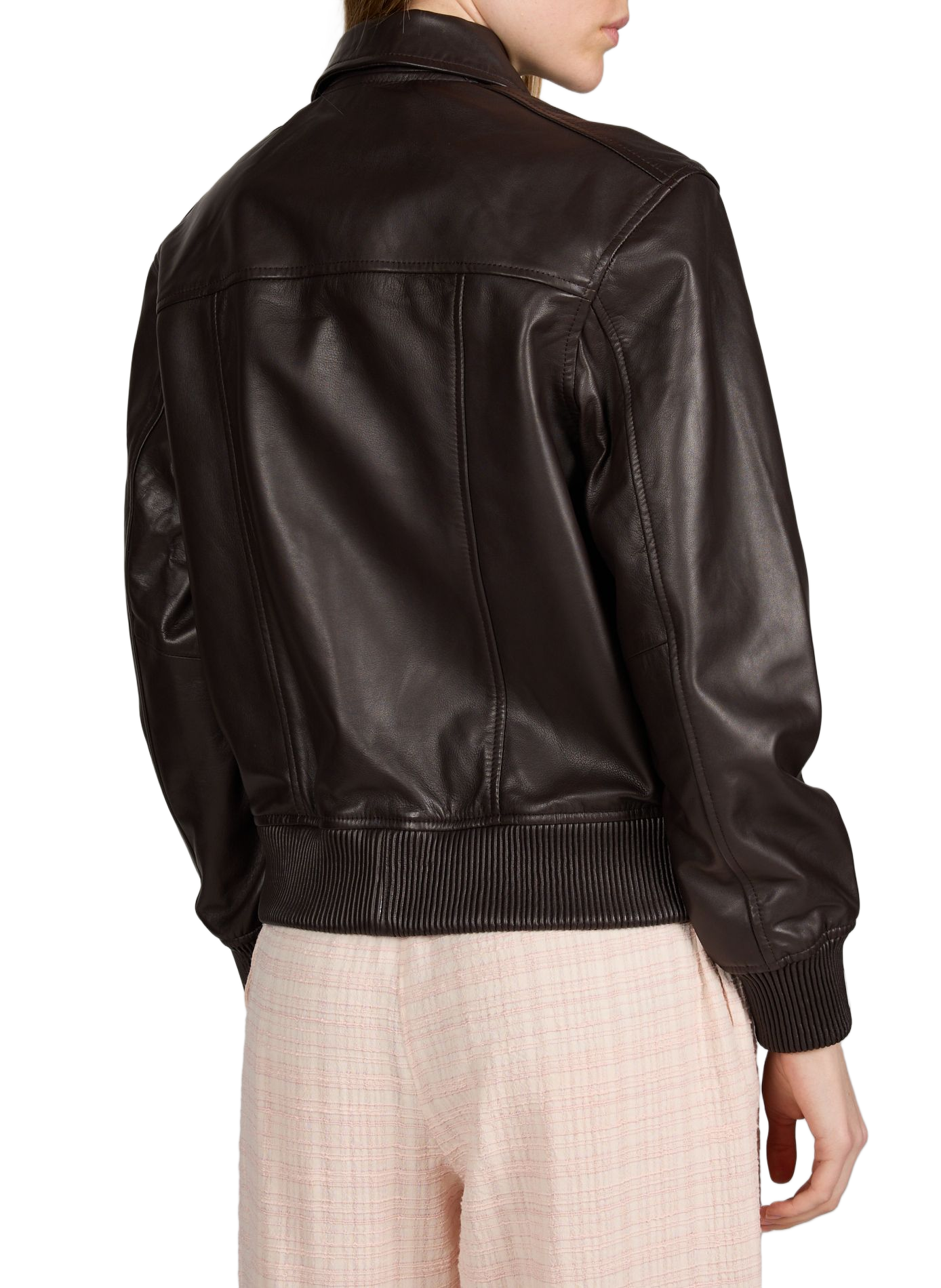 Chaqueta de cuero con cuello clásico OFFICINE GENERALE Marrón