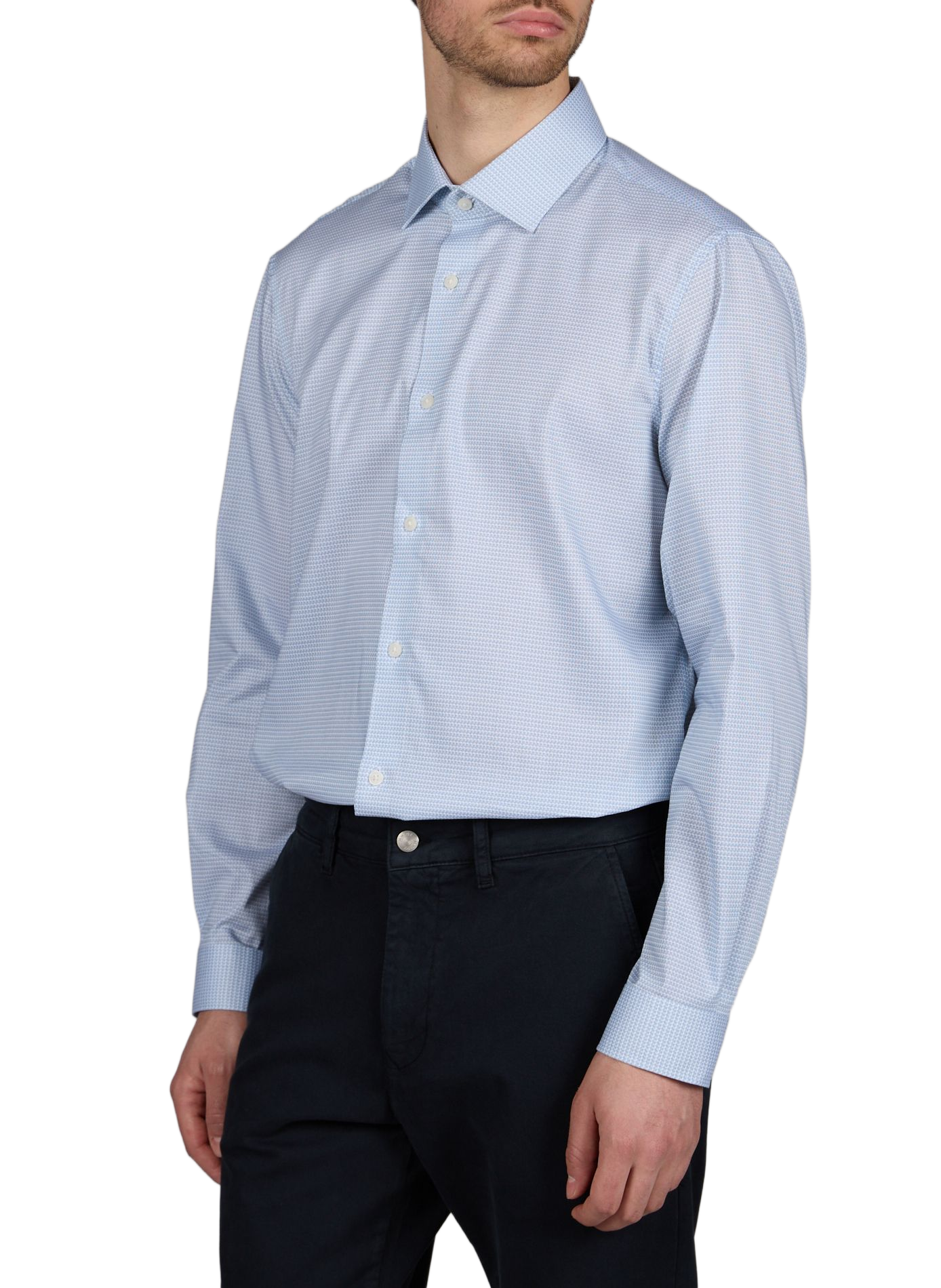 Chemise droite jacquard en coton mélangé PIERRE CARDIN Bleu