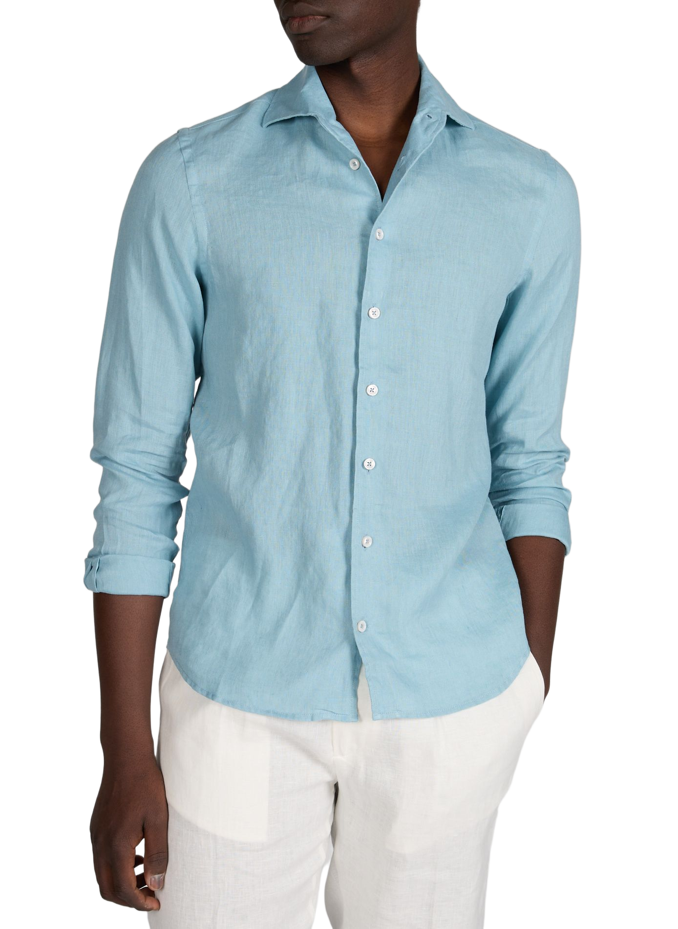 Chemise droite en lin AURELIEN Bleu