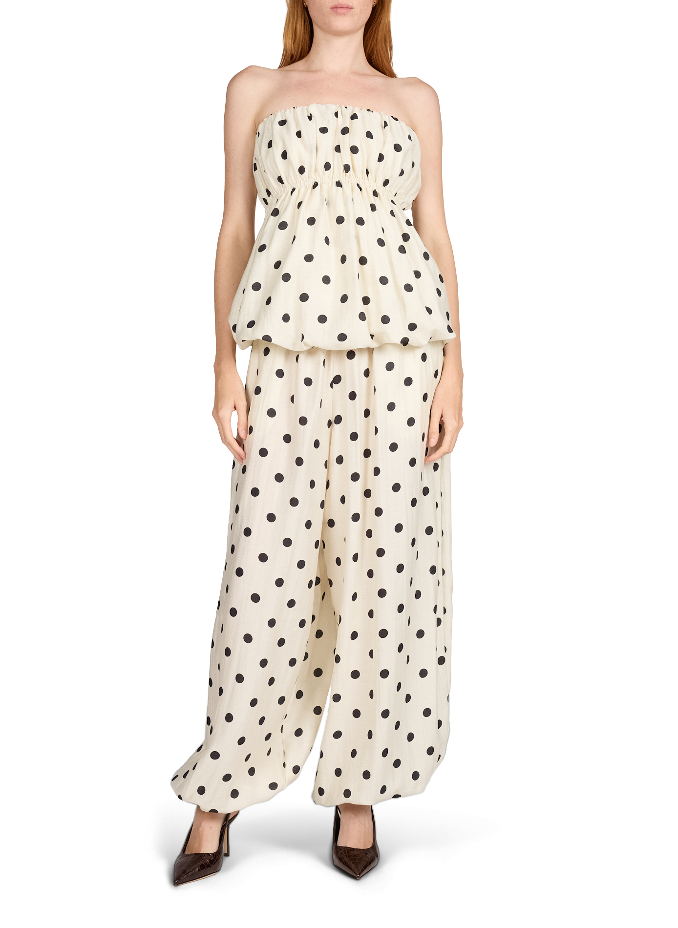Top abullonado sin mangas a lunares | Blanco TOPSHOP Mujer