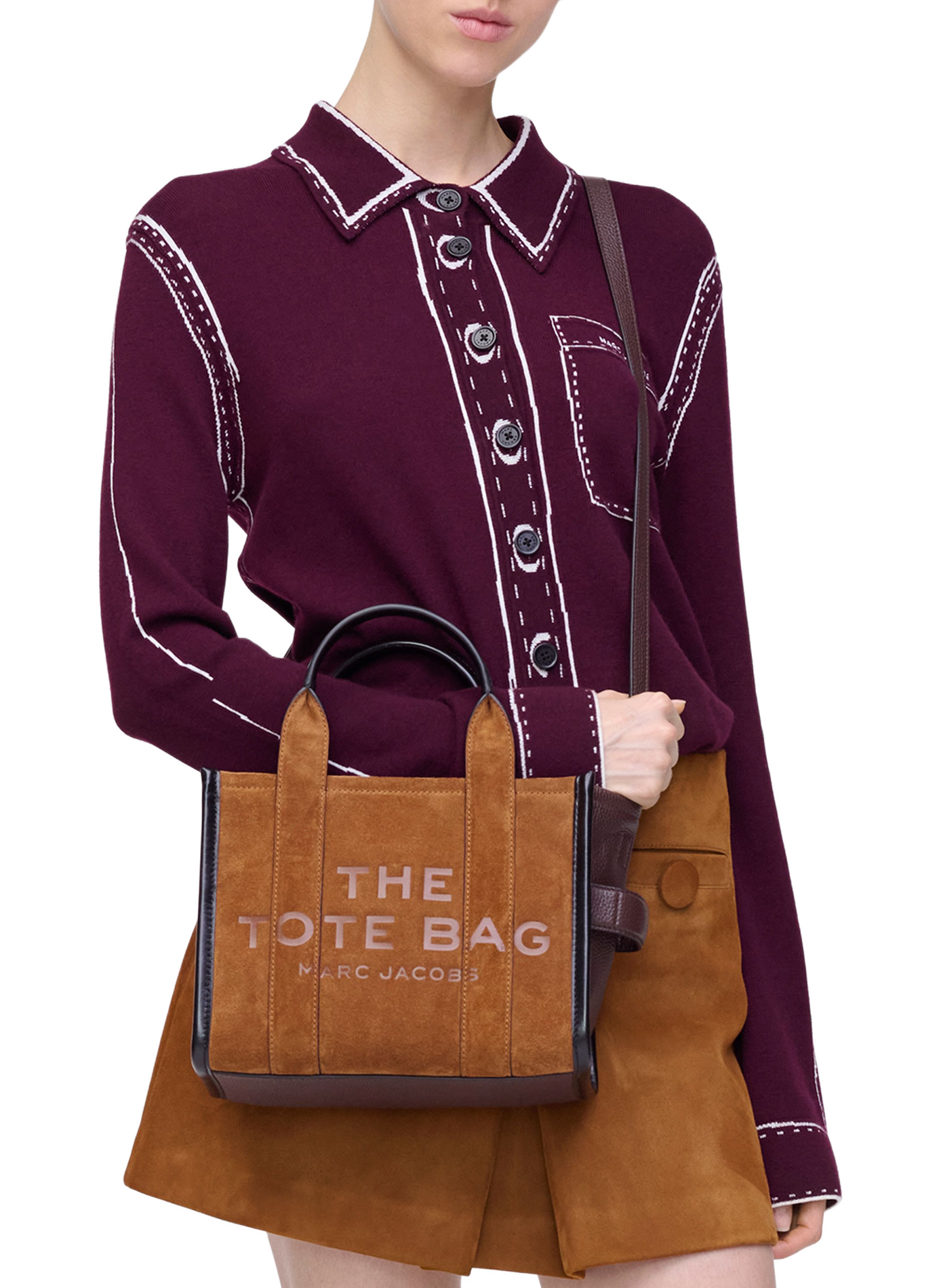 Sac cabas The Tote Bag en daim MARC JACOBS Marron