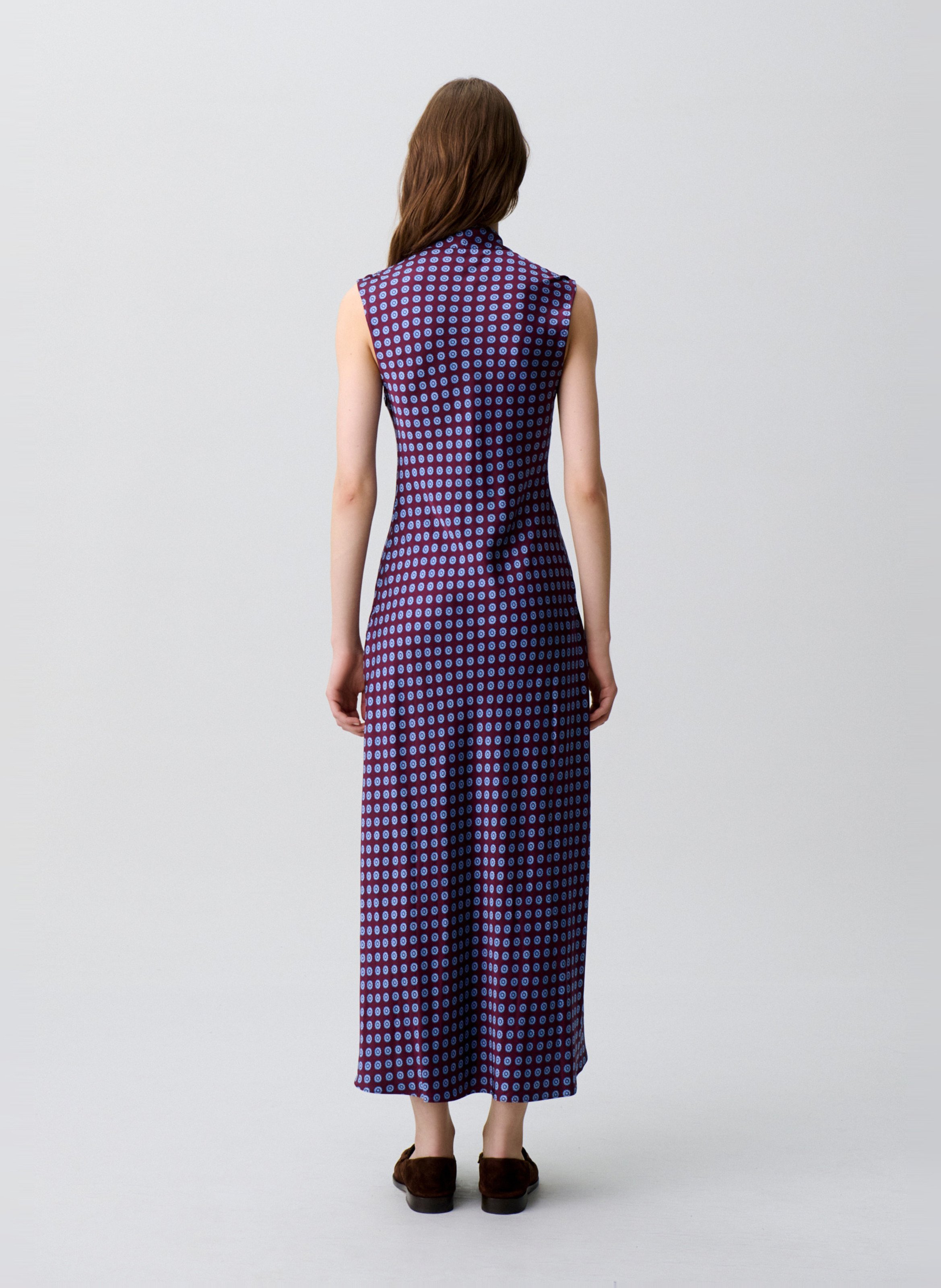 Robe longue imprimée col lavallière CLAUDIE PIERLOT Rouge
