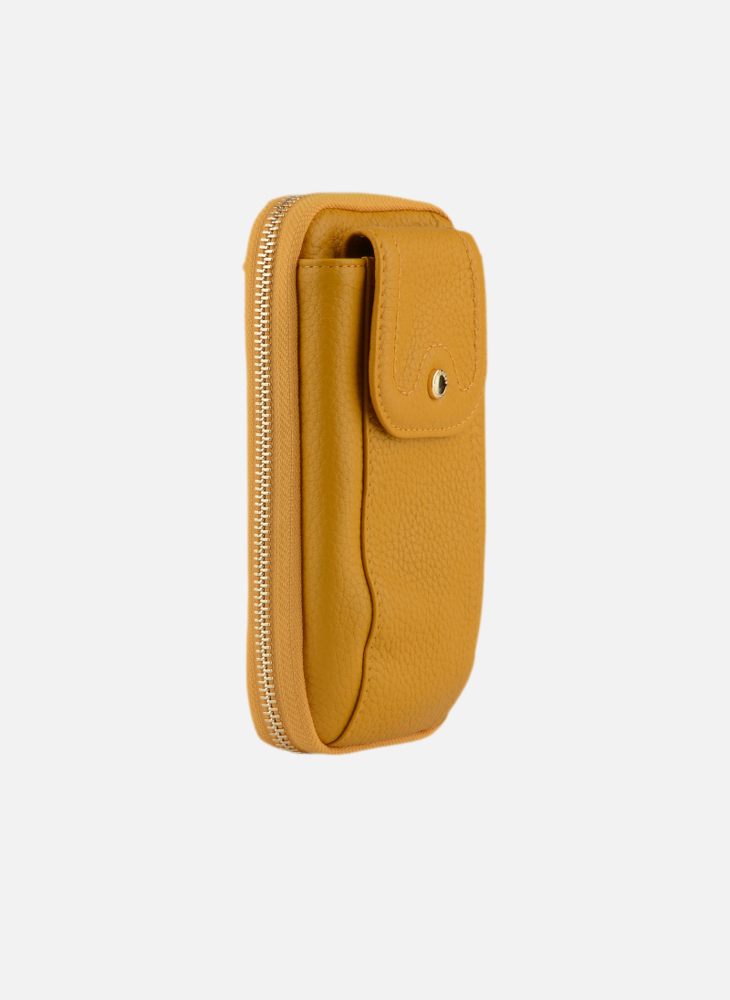 Club | etui téléphone portable en cuir de veau grainé | Jaune POURCHET Femme