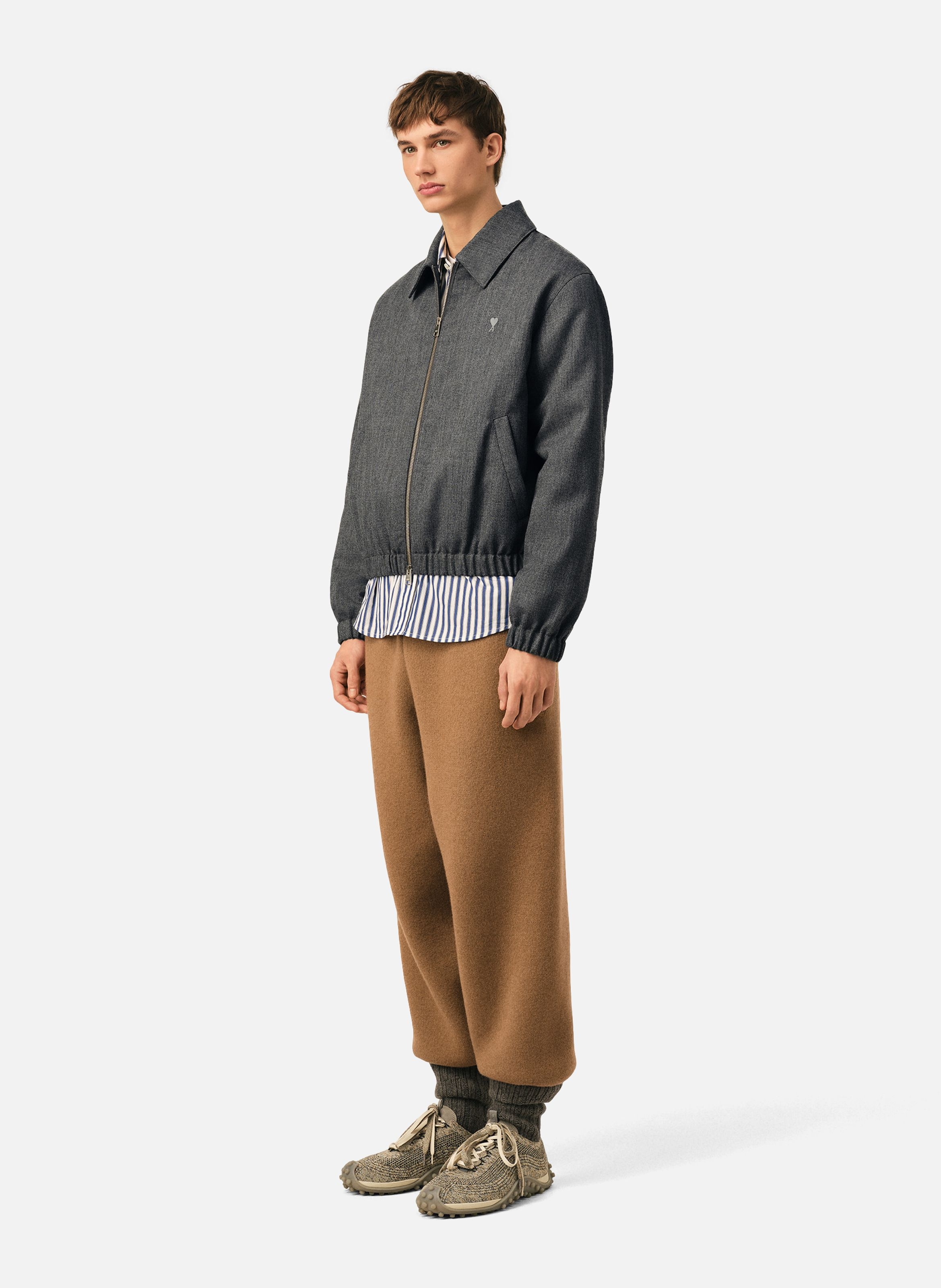 Blouson rembourré en laine ami de coeur AMI PARIS Gris