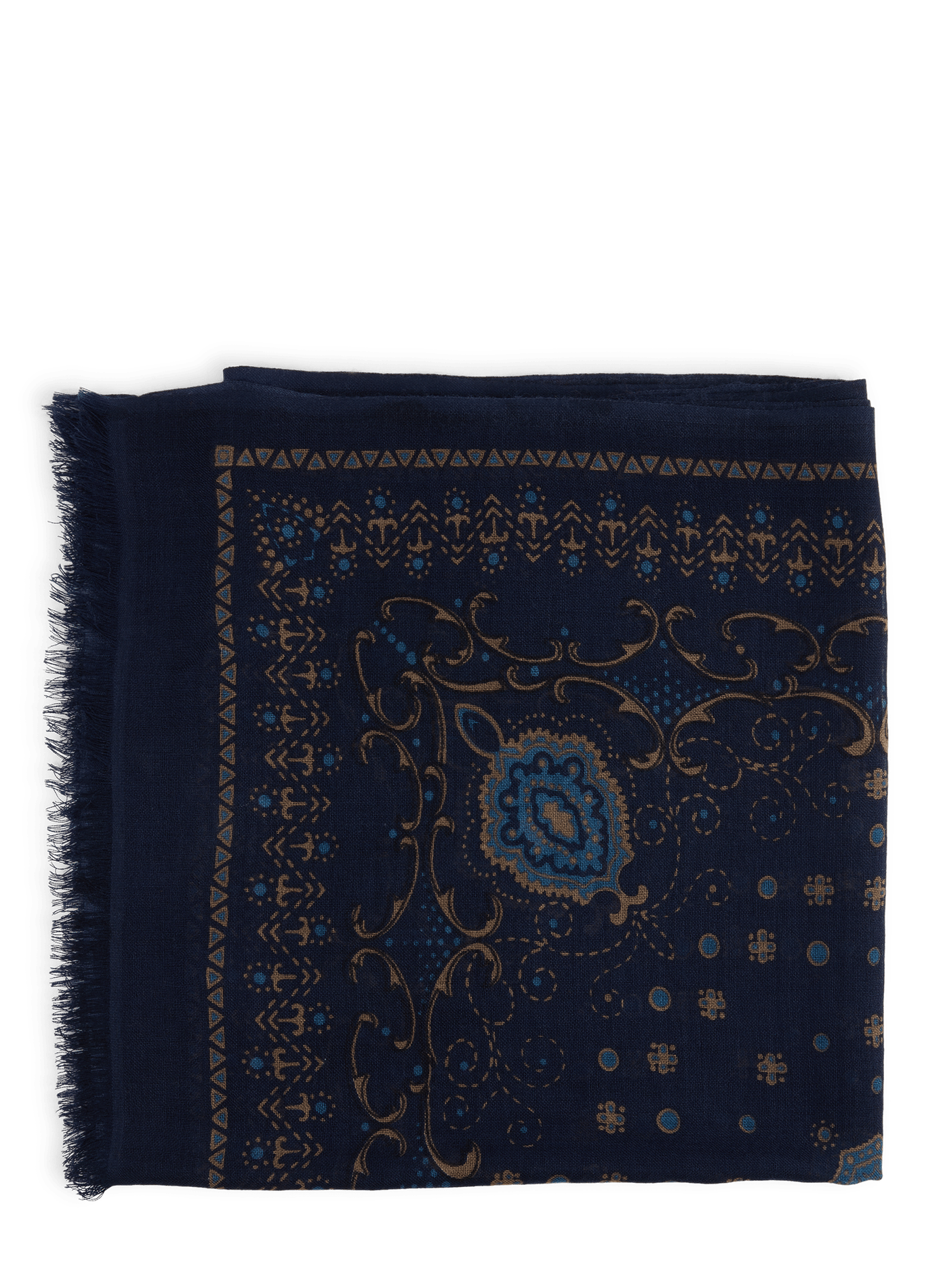 Scarf with virgin wool patterns SAISON 1865 Blue