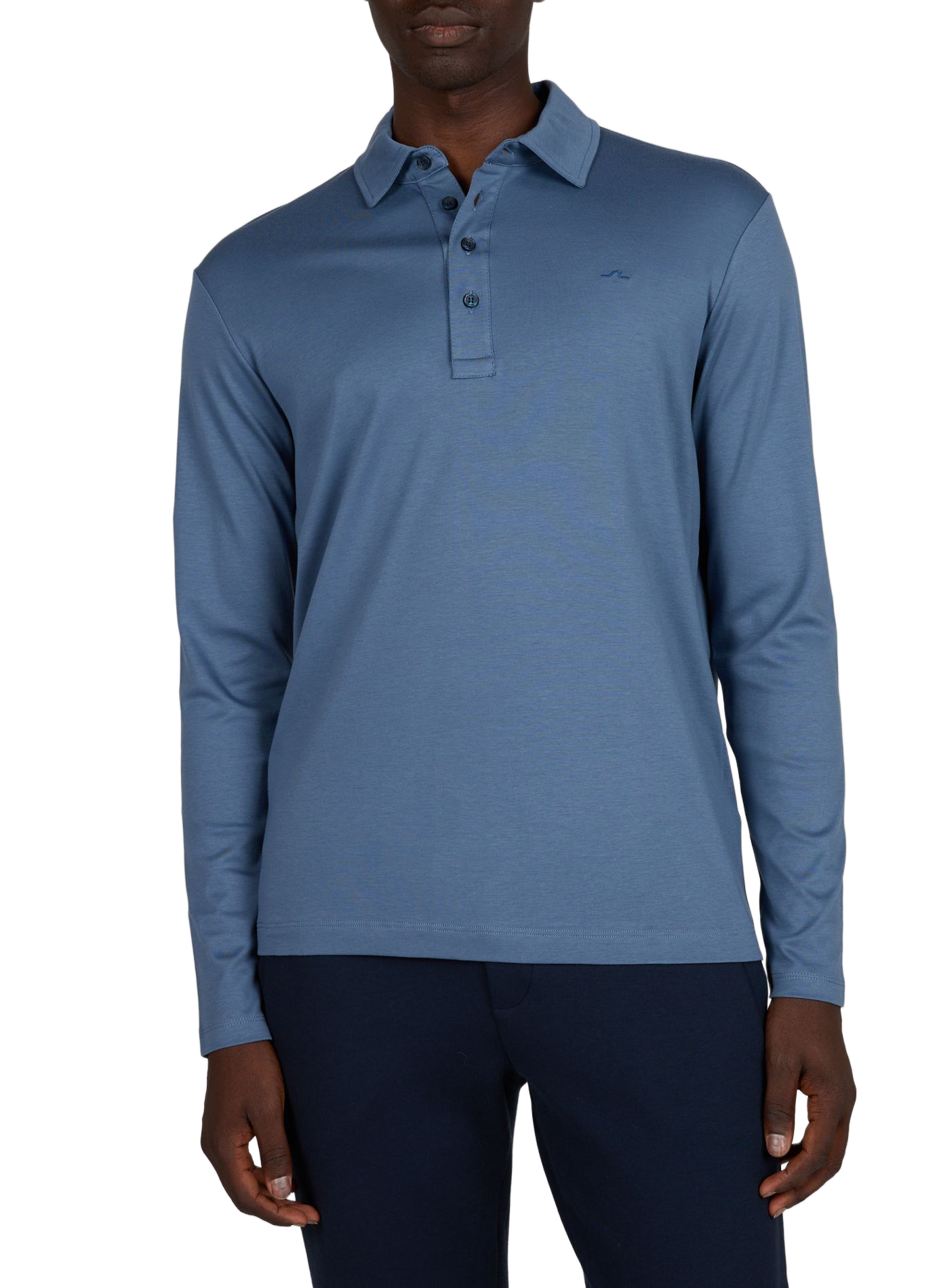 Straight fit long-sleeved cotton polo PAUL & SHARK Blue