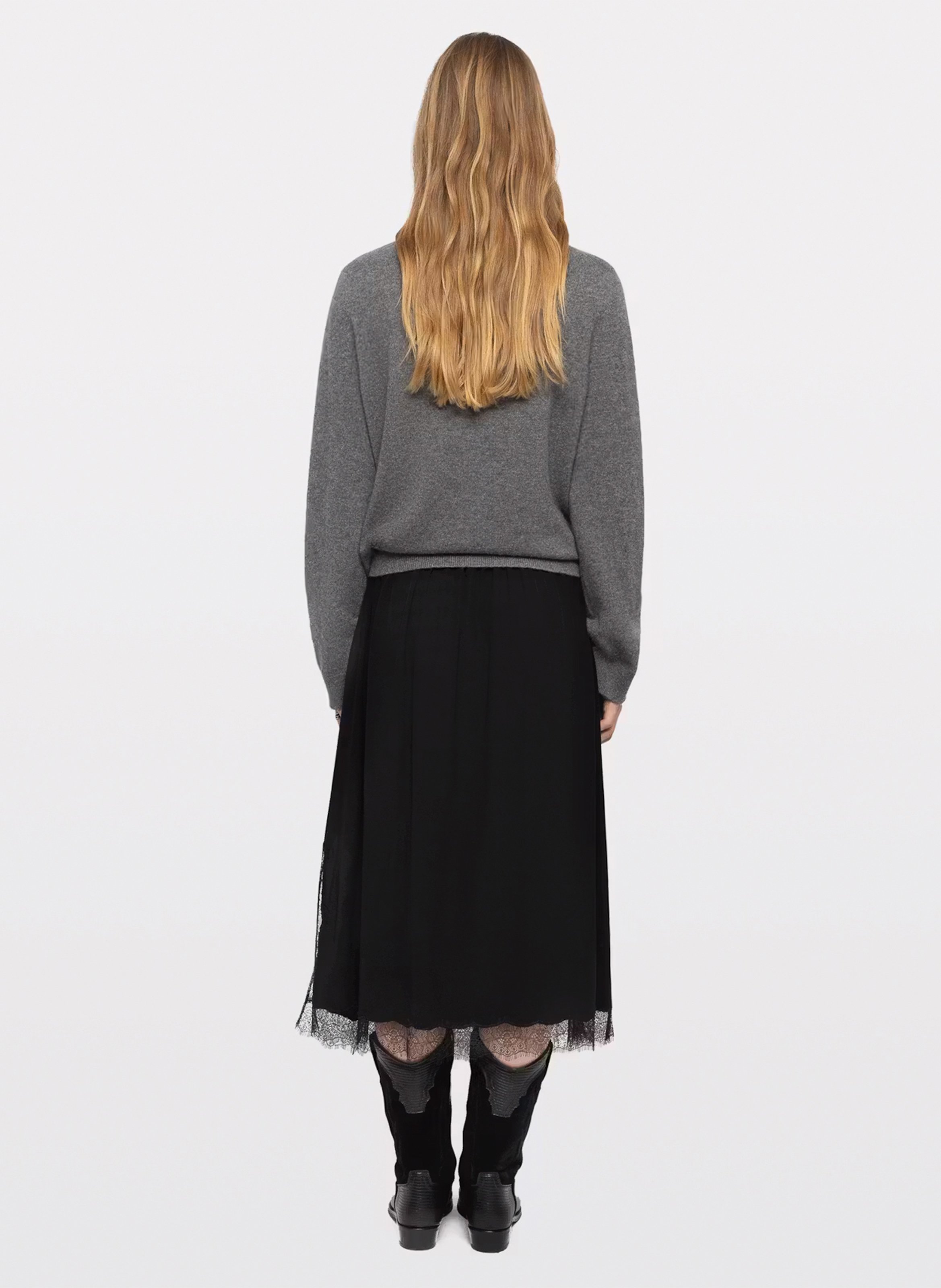 Lange rok met kanten split jarvis ZADIG&VOLTAIRE Zwart