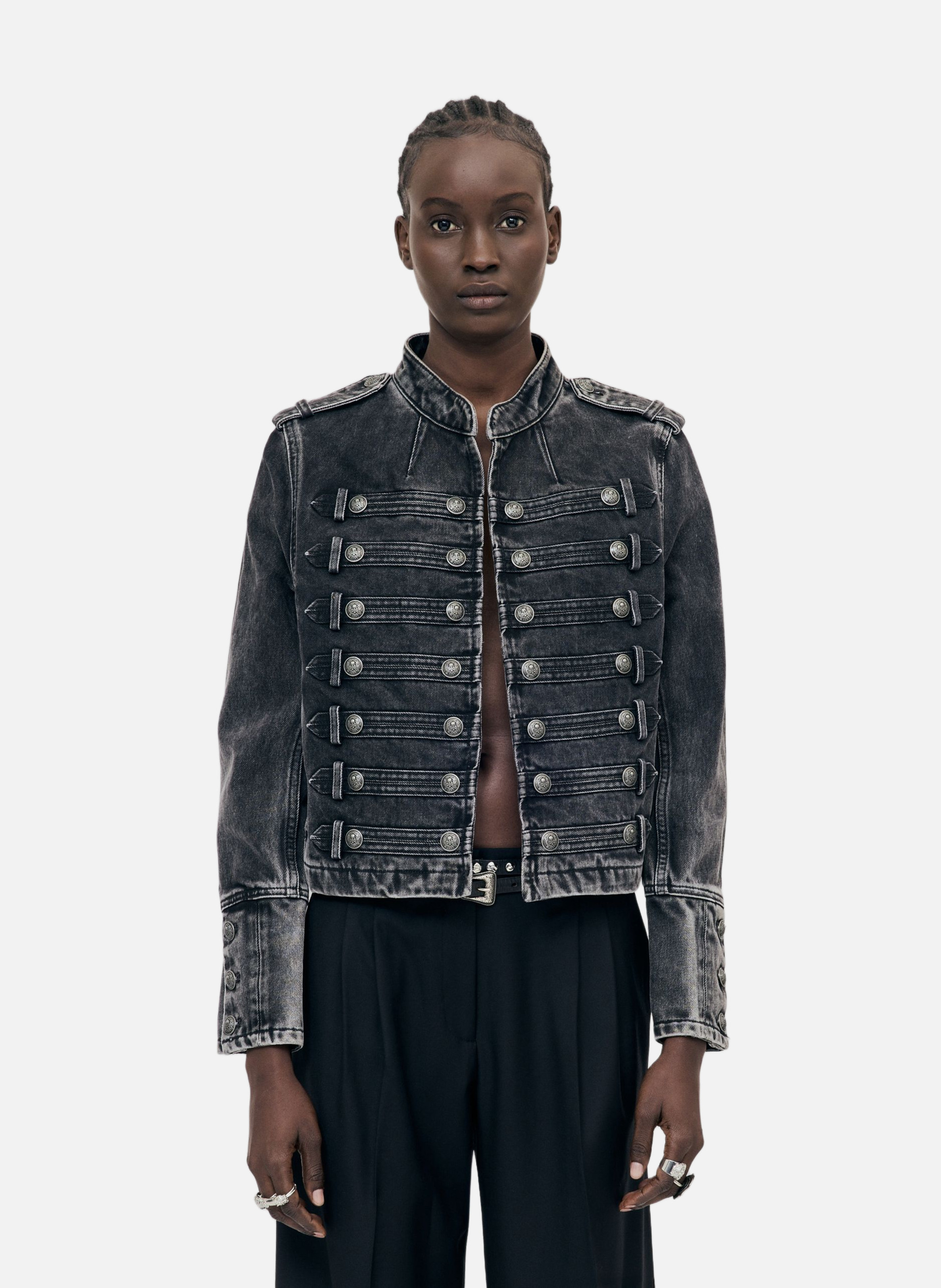 Blouson style officier en denim THE KOOPLES Noir