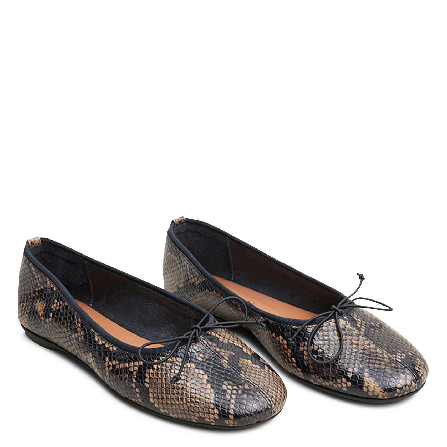 Ballerines python en cuir dallette JONAK Marron