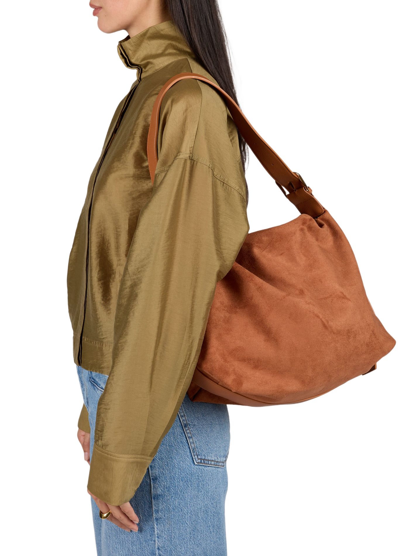 Schultertasche mit Reißverschluss und Wildleder-Effekt AU PRINTEMPS PARIS Braun