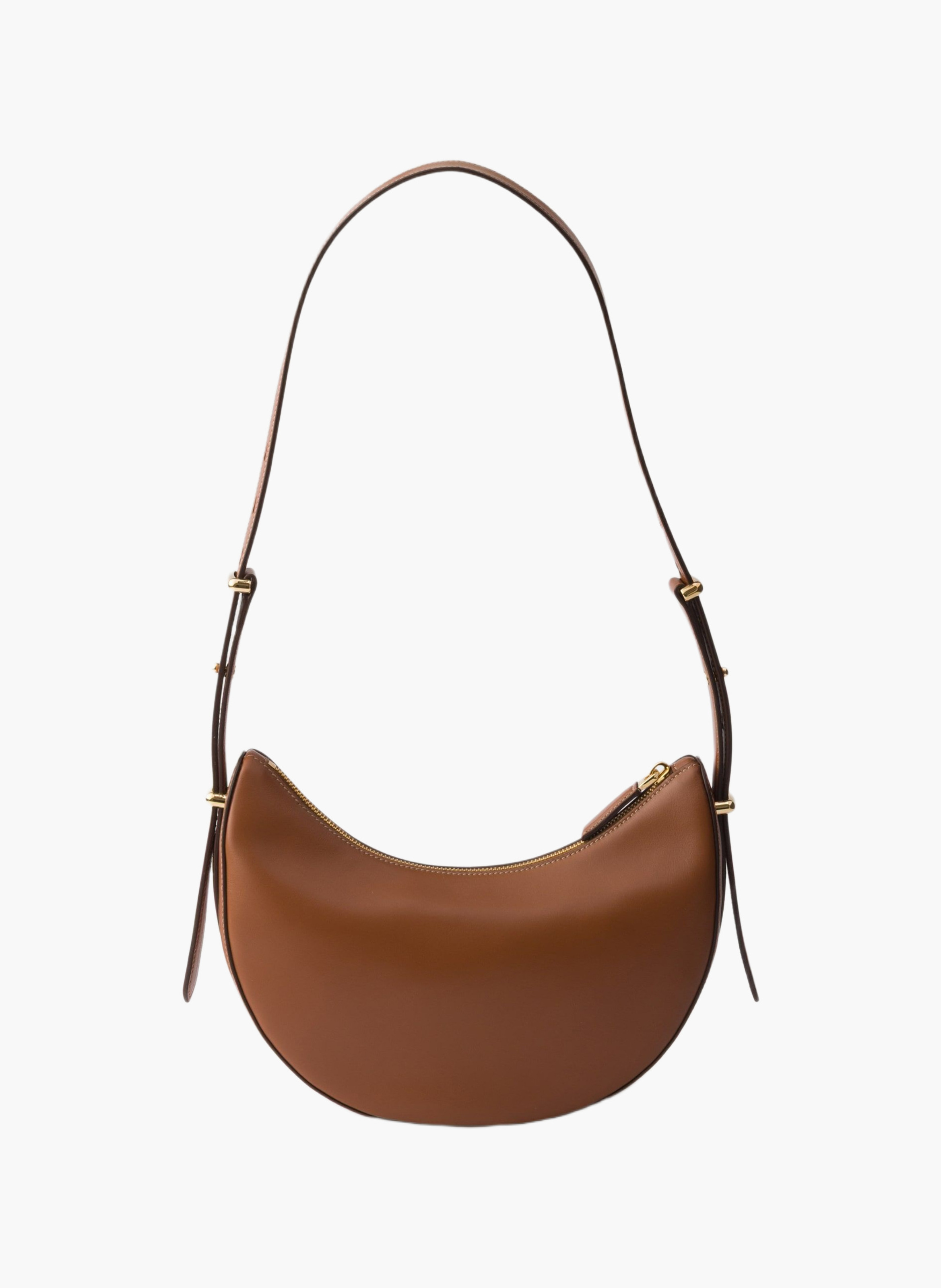 Petit sac porté épaule prada arqué en cuir PRADA Marron