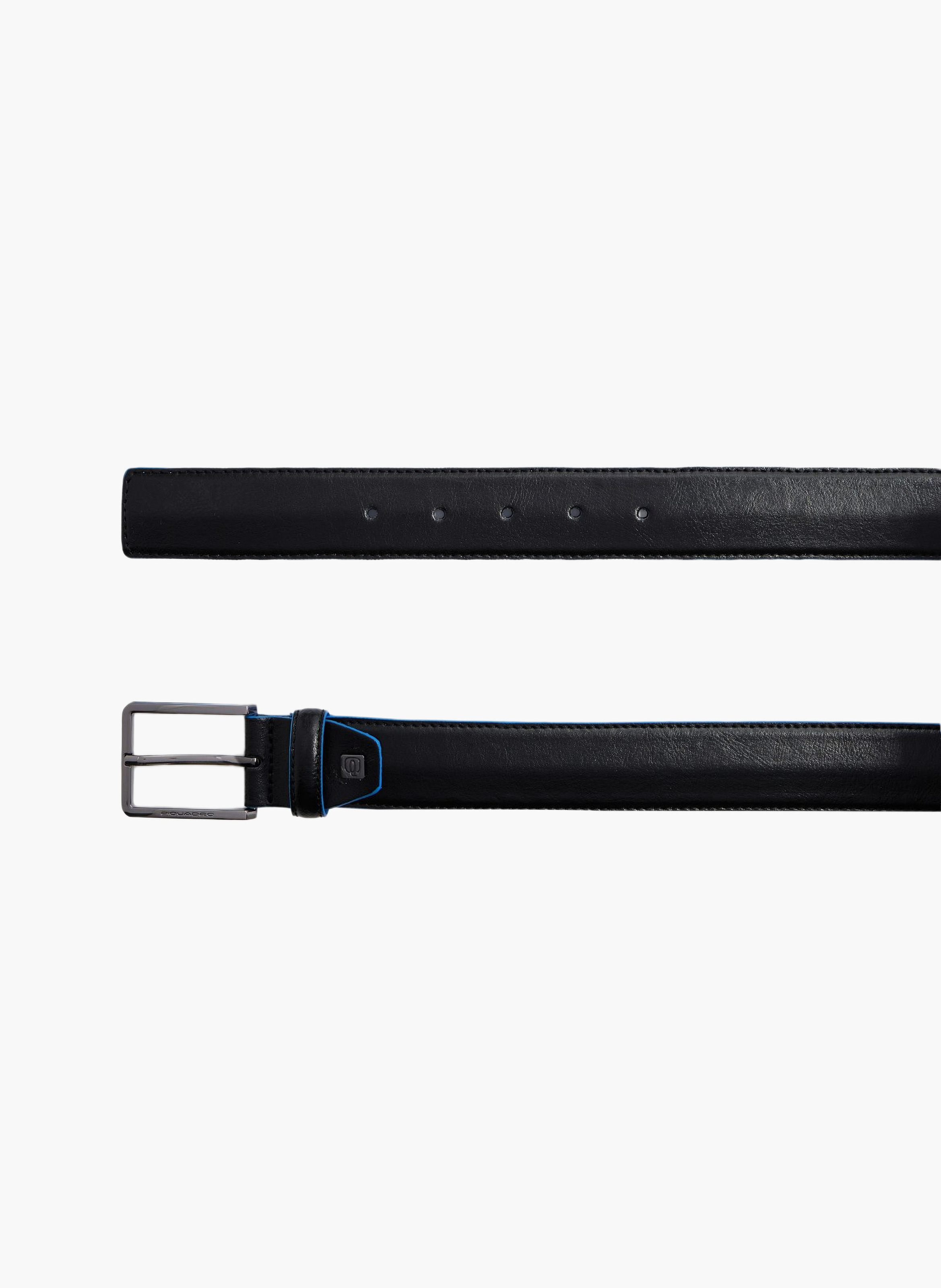 Men's leather belt with prong buckle, made in italy PIQUADRO Black