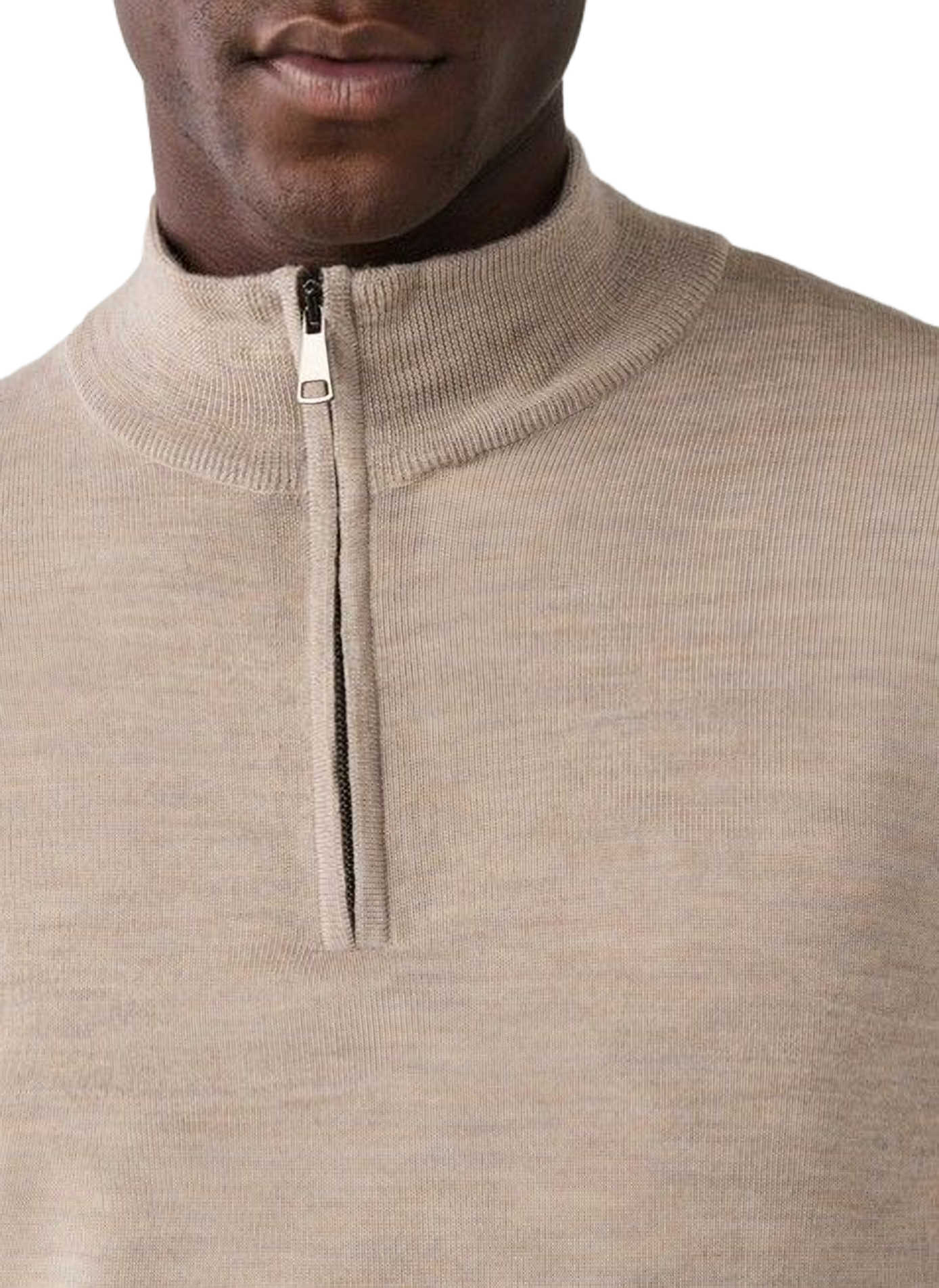 Merino wool zip-neck jumper FACONNABLE Beige