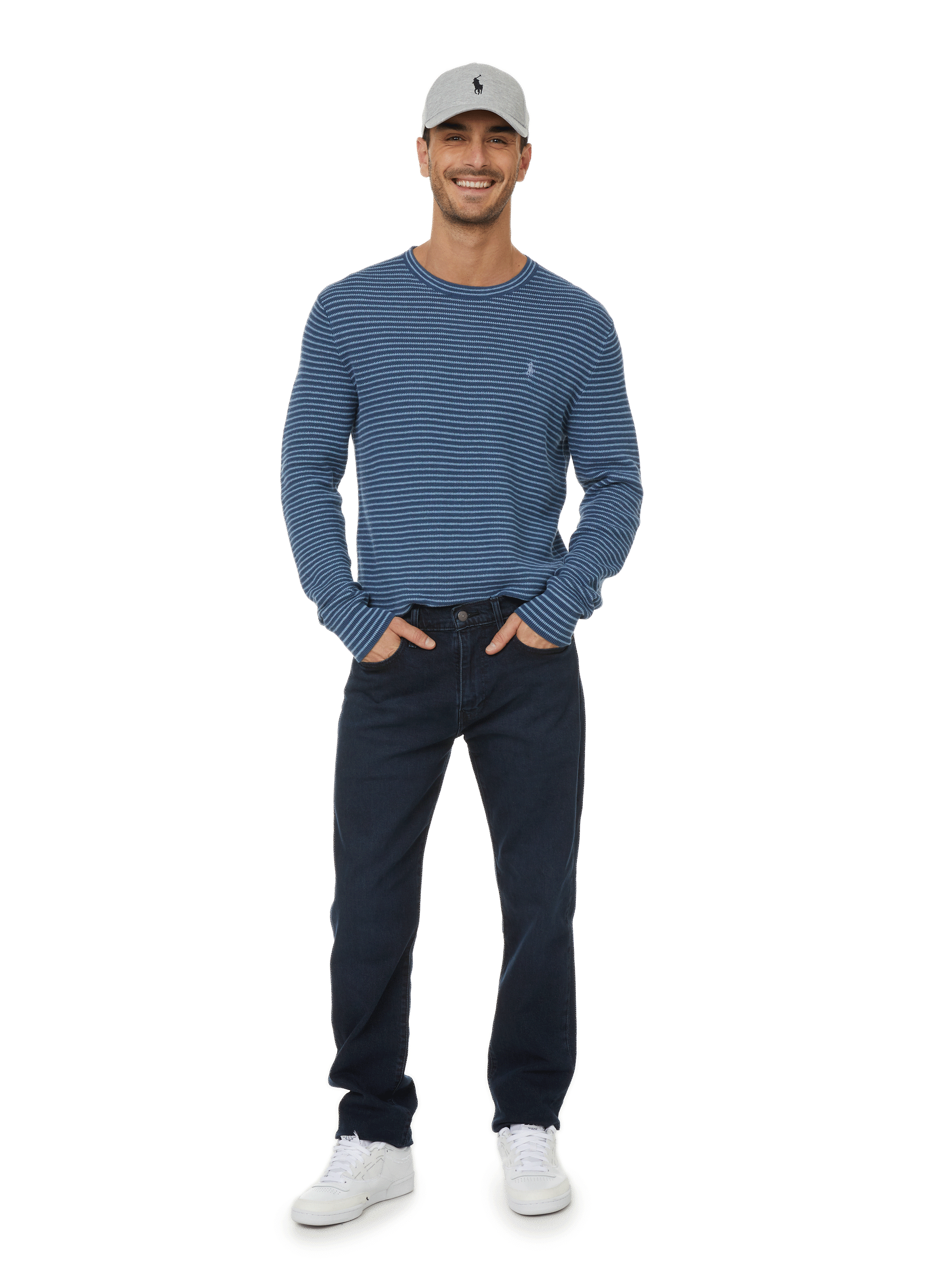 Pull en coton et lin mélangé POLO RALPH LAUREN Bleu