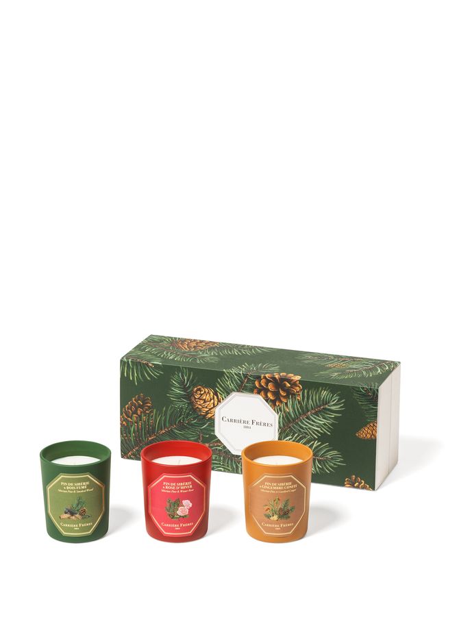 صندوق هدايا عيد الميلاد 2023 - الصنوبر السيبيري - الزنجبيل المحلى، وردة الشتاء، الخشب المدخن CARRIERE FRERES