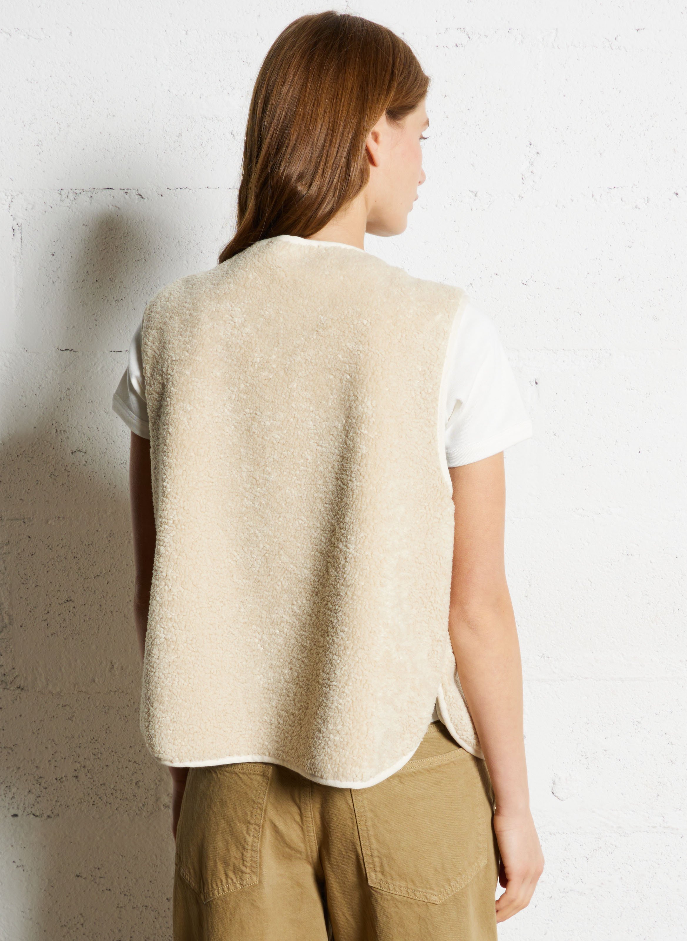 Gilet sans manches aspect mouton fusil SOEUR Beige