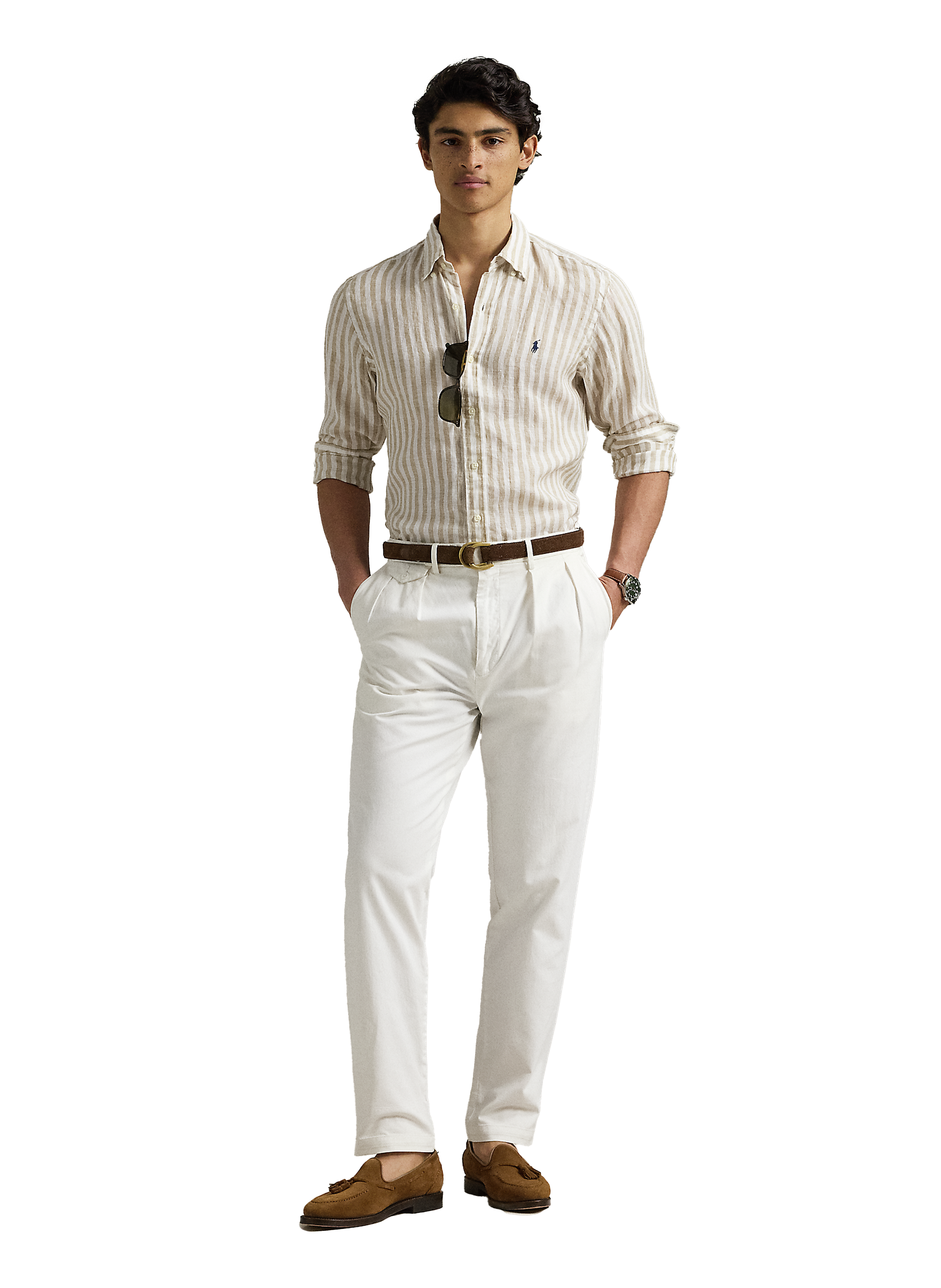 Striped linen shirt POLO RALPH LAUREN Beige