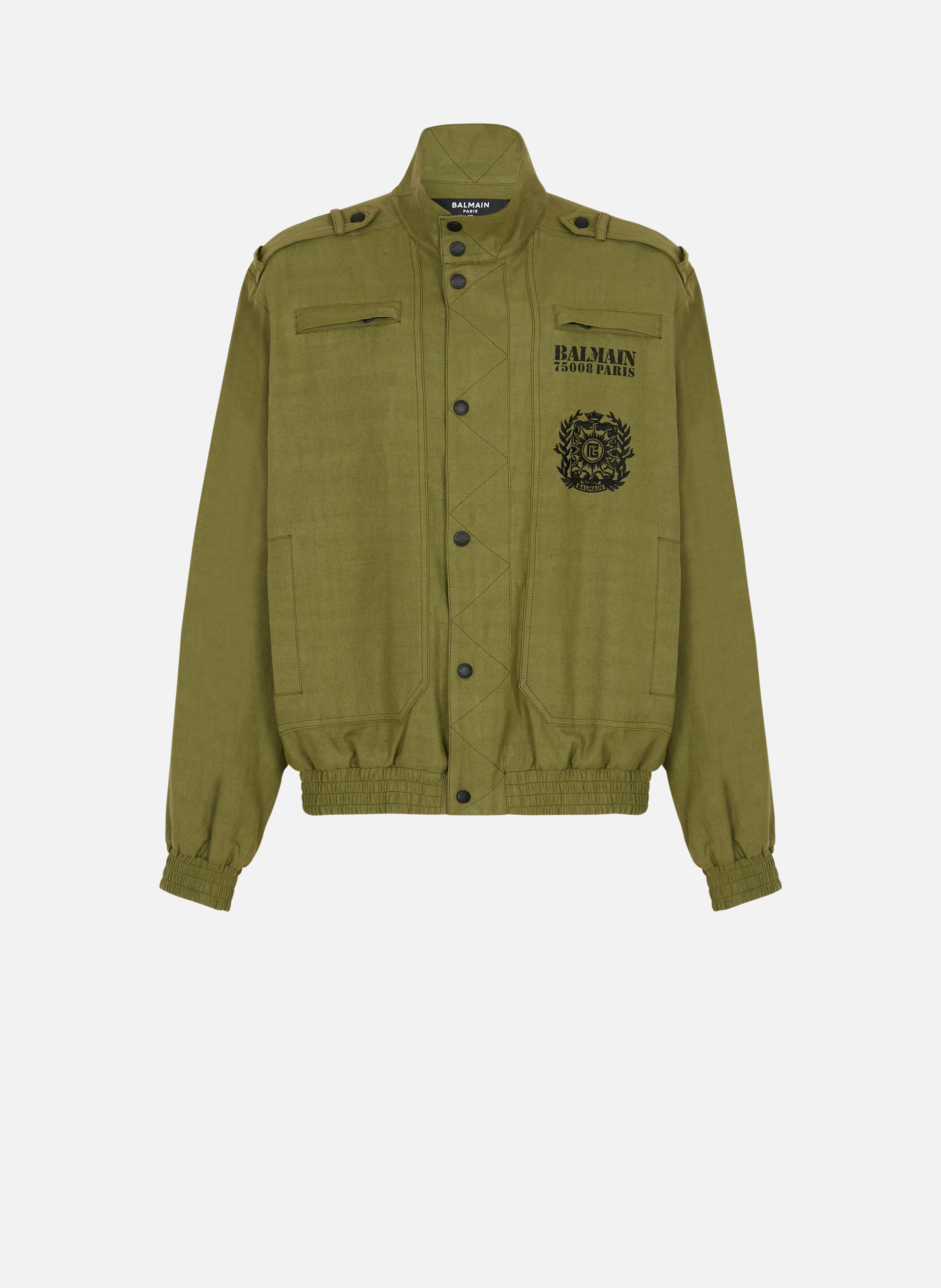 Veste inspiration aviateur en coton BALMAIN Vert
