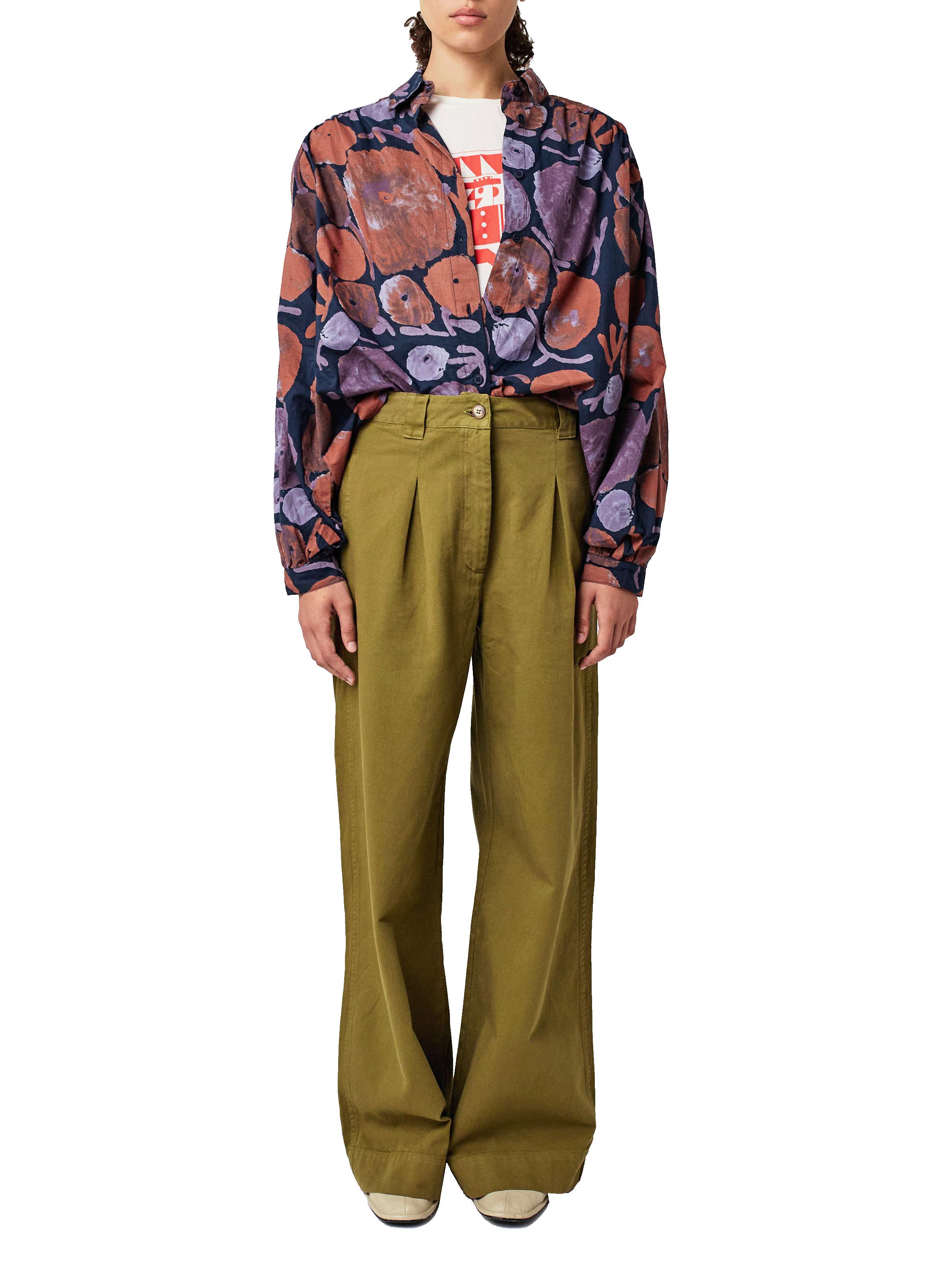 Pantalon large à plis en coton BOBO CHOSES Vert