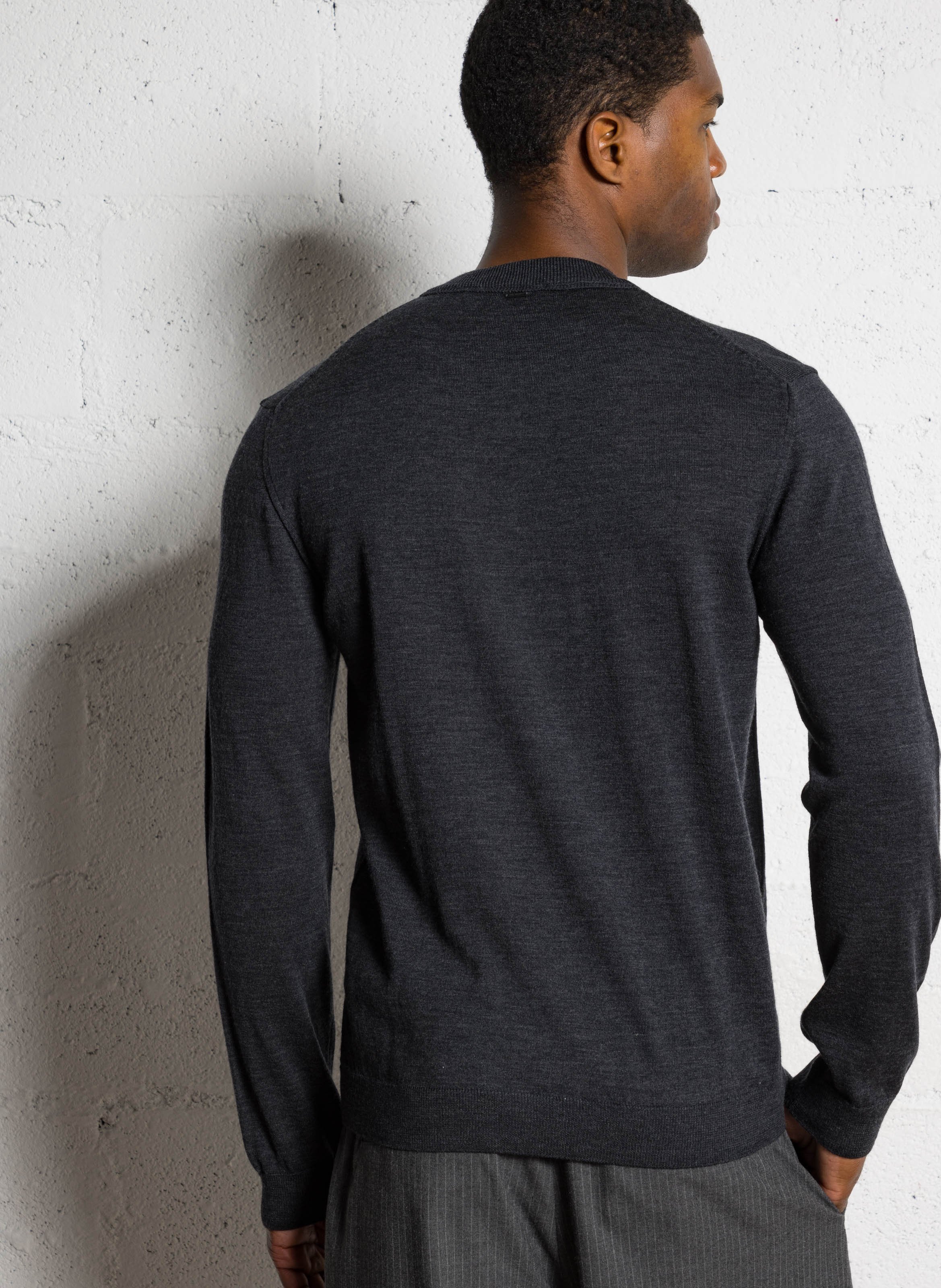 Pull col v en laine IKKS Gris