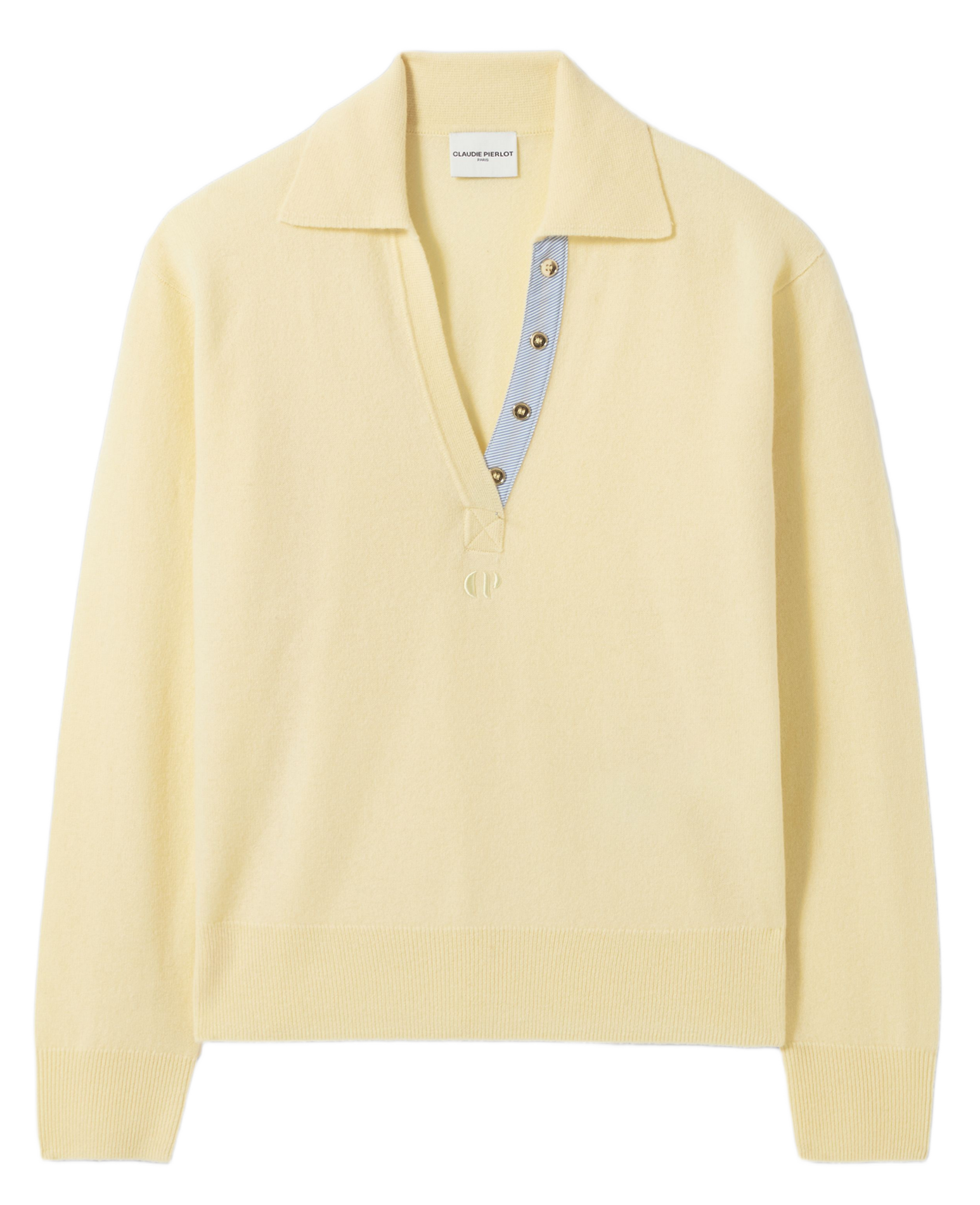 Polo droit en laine mélangée CLAUDIE PIERLOT Jaune