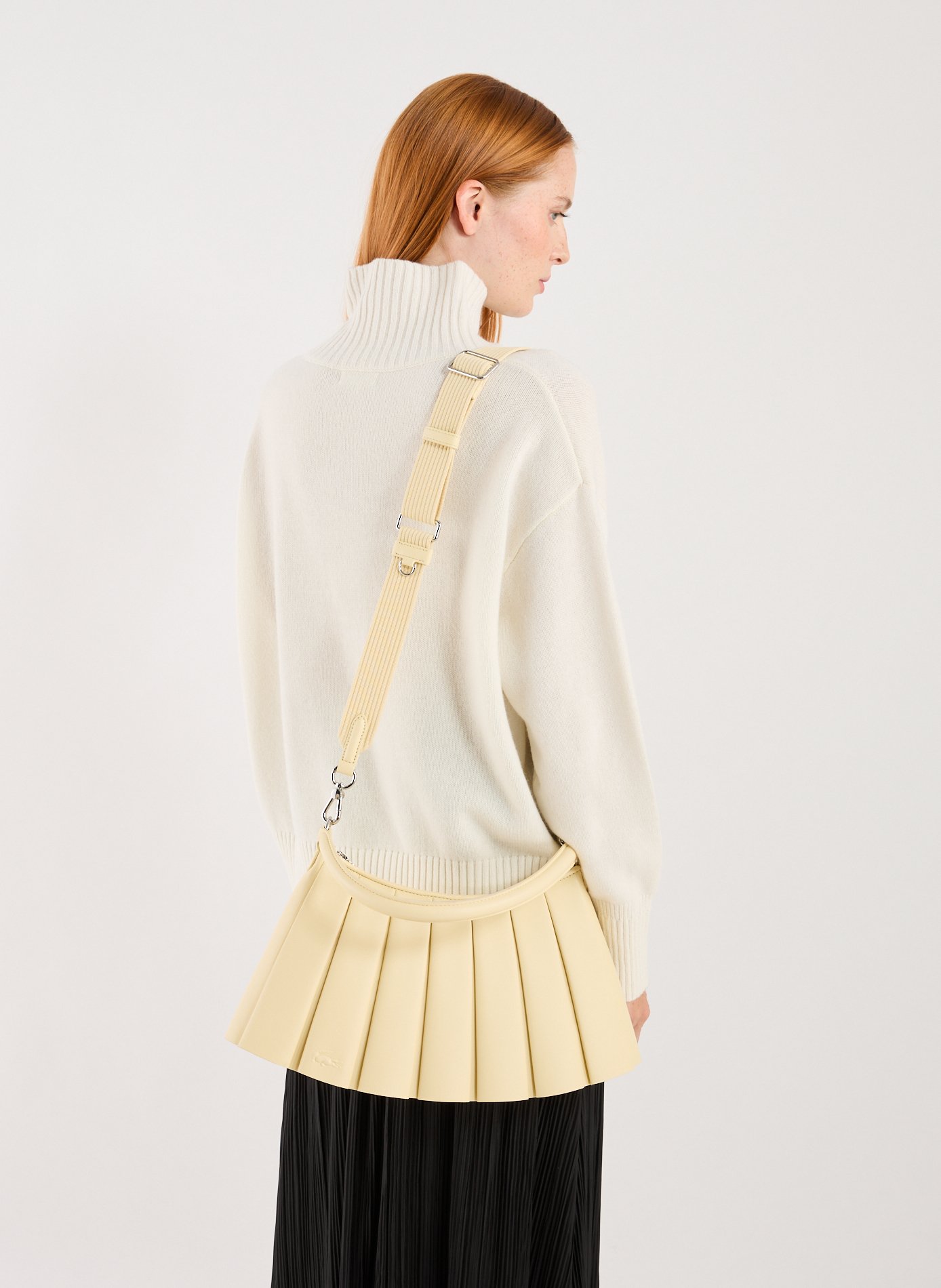 Sac moyen Lenglen plissé en cuir LACOSTE Beige