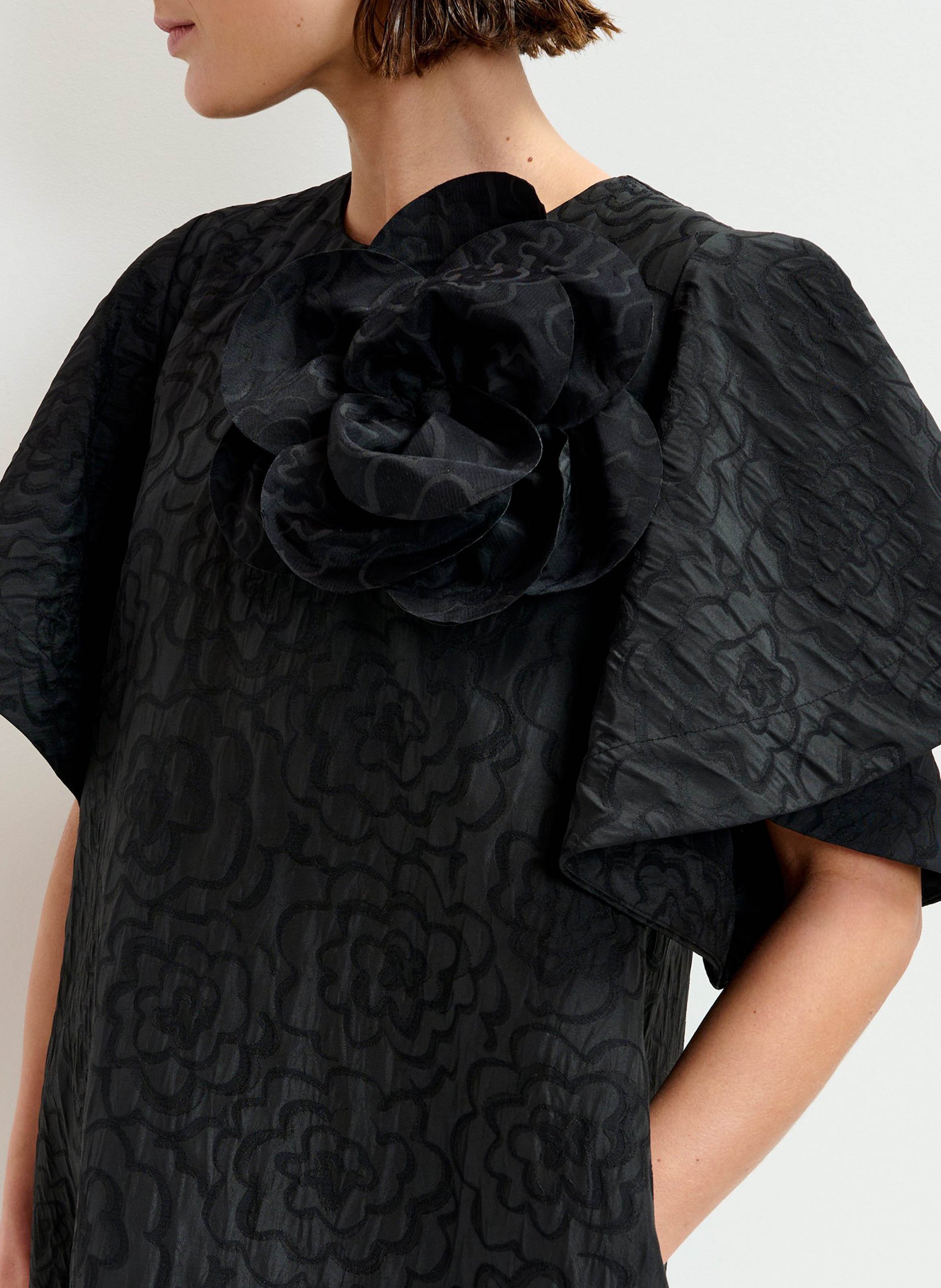 Robe courte col rond en jacquard imprimé ising ESSENTIEL ANTWERP Noir