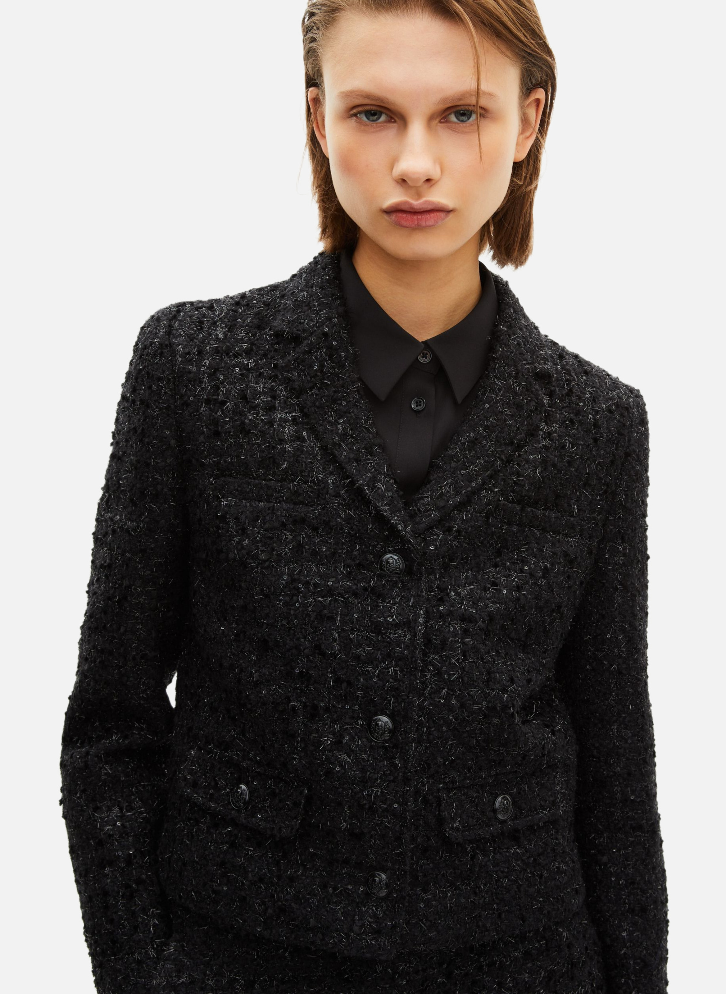 Veste courte en tweed brillant THE KOOPLES Noir