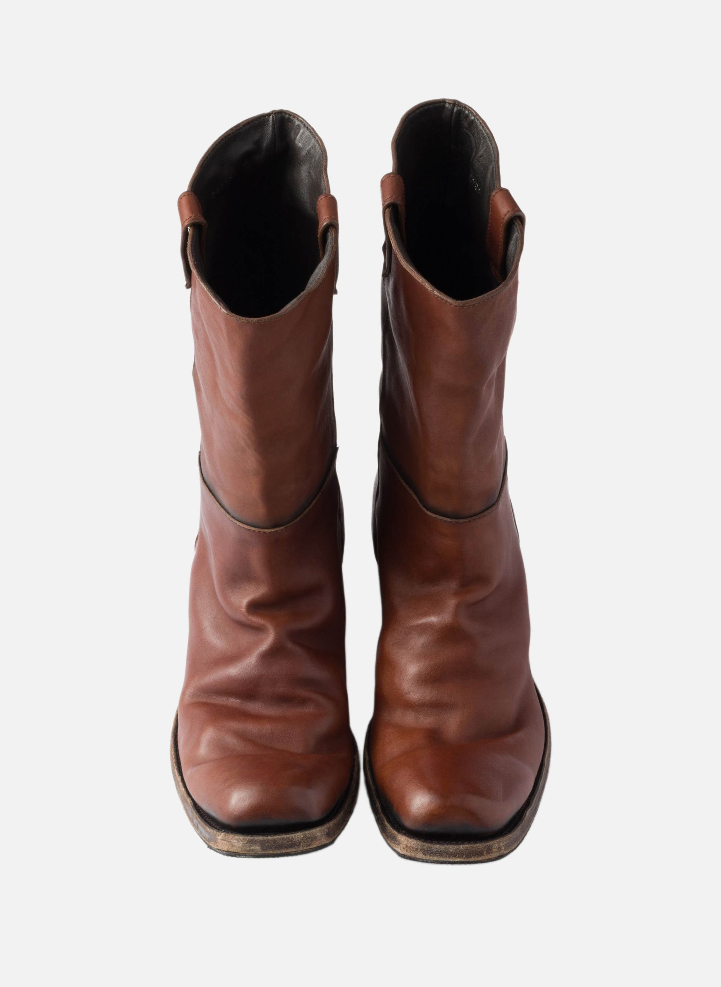 Bottes en cuir nappa antique PRADA Marron